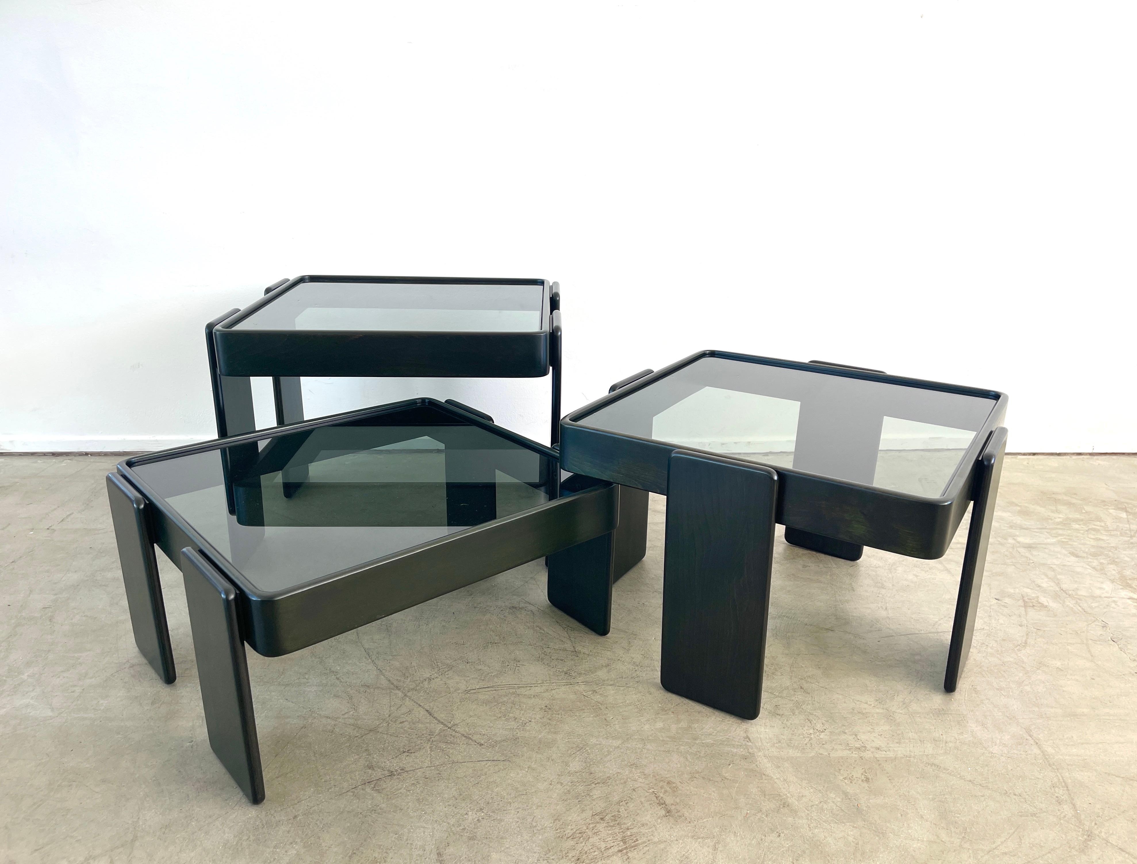 Glass Gianfranco Frattini Nesting Tables For Sale