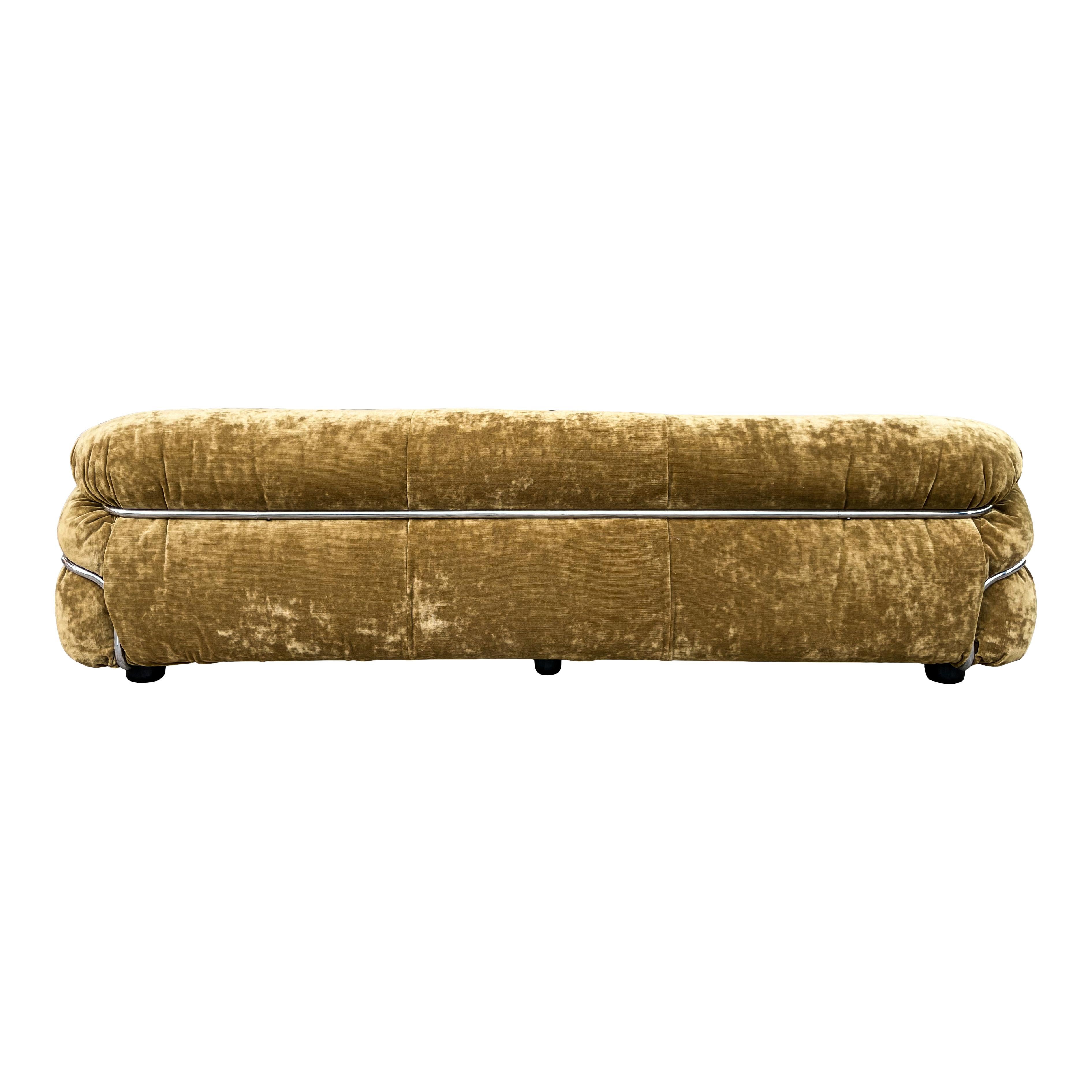 Gianfranco Frattini Ocher Velvet Sesann Living Room Set for Cassina, 1972 In Good Condition For Sale In Vicenza, IT