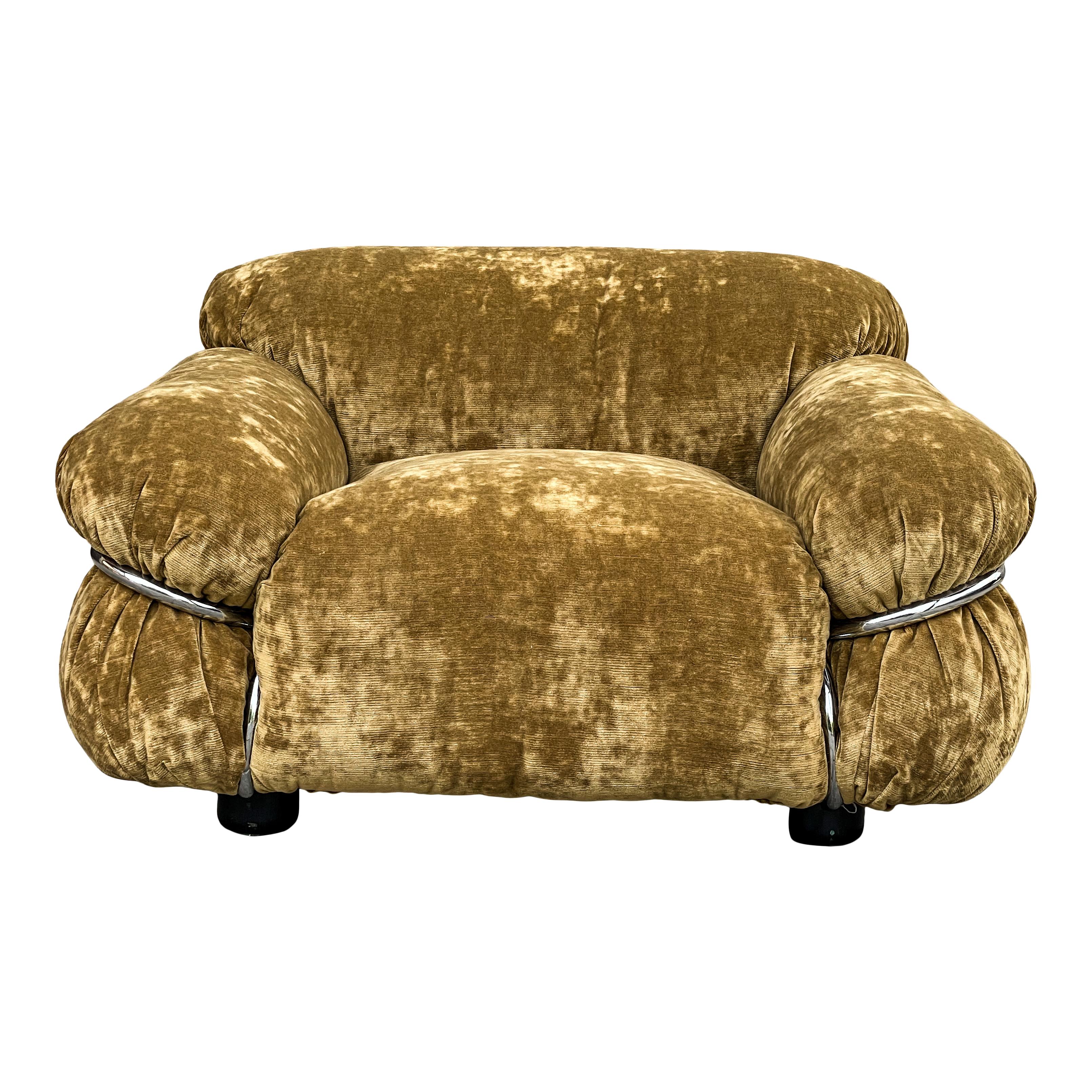 Late 20th Century Gianfranco Frattini Ocher Velvet Sesann Living Room Set for Cassina, 1972 For Sale