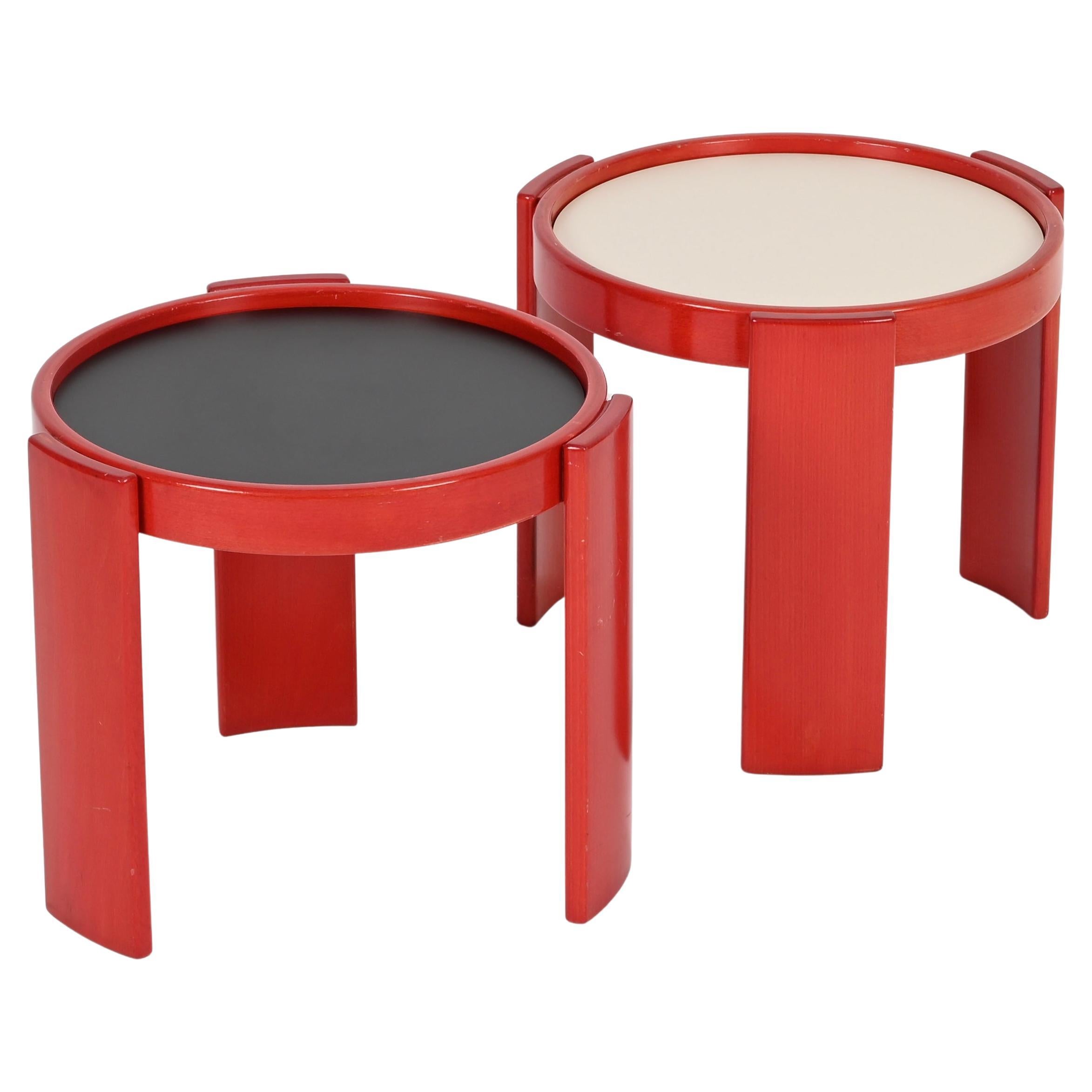 Gianfranco Frattini Pair of 780 Red Tables for Cassina, Italy, 1960s