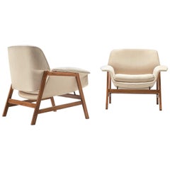 Gianfranco Frattini Pair of Easy Chairs '849' in Walnut