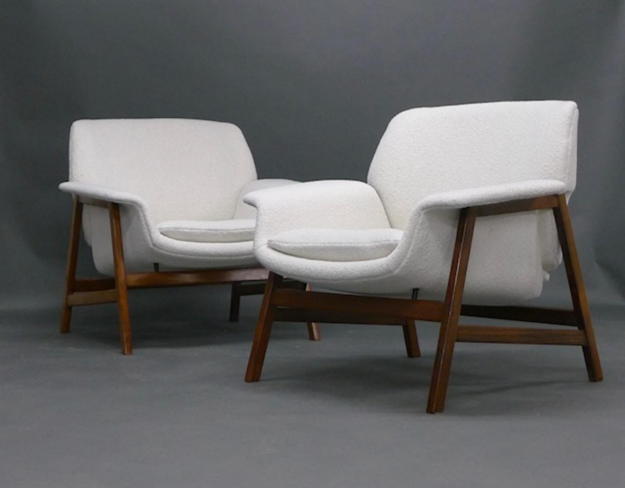 Gianfranco Frattini, Paar Loungesessel, Modell 849 für Cassina, 1950er Jahre (Moderne der Mitte des Jahrhunderts) im Angebot