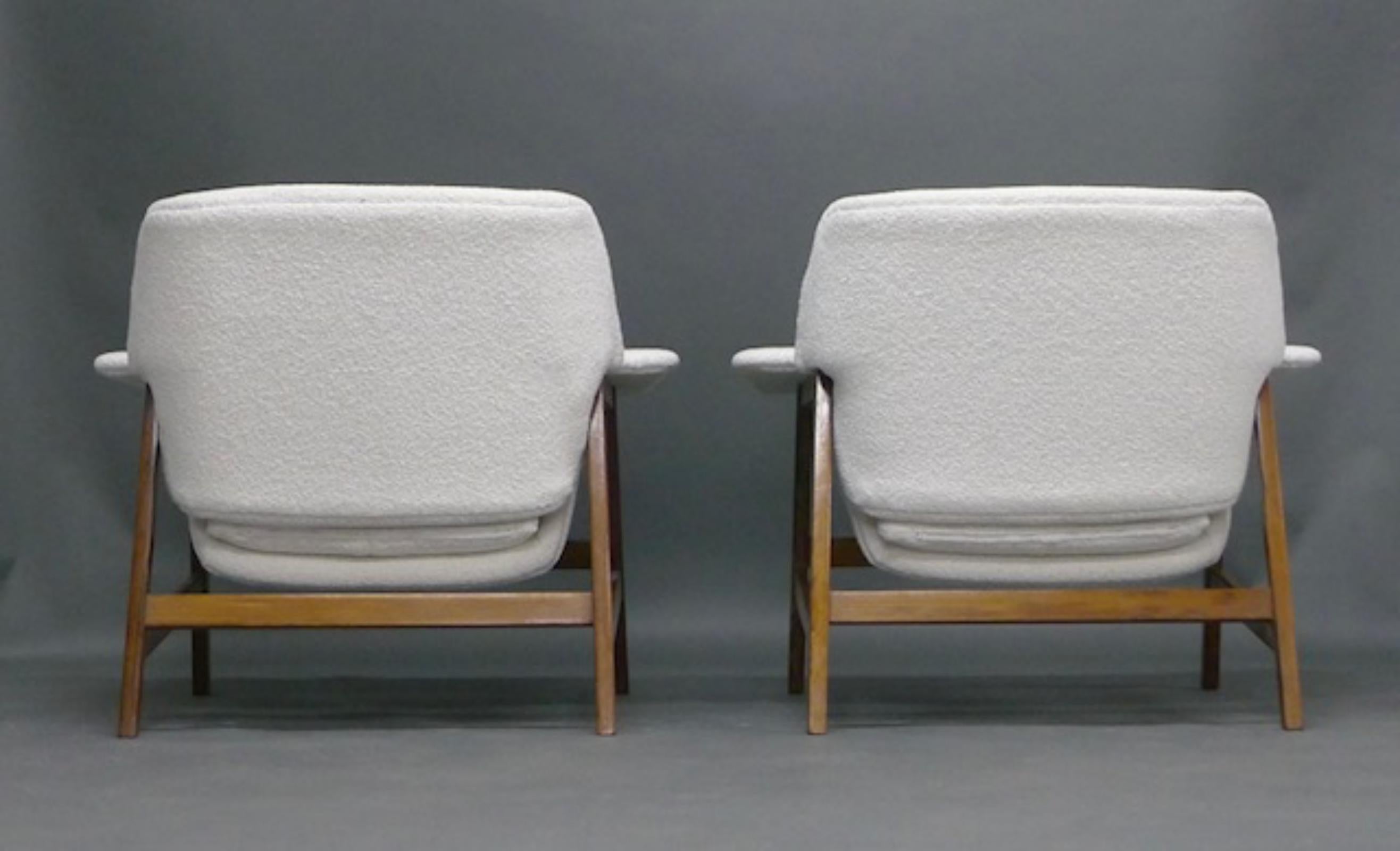 Tissu d'ameublement Gianfranco Frattini, Paire de chaises longues, modèle 849 pour Cassina, années 1950 en vente