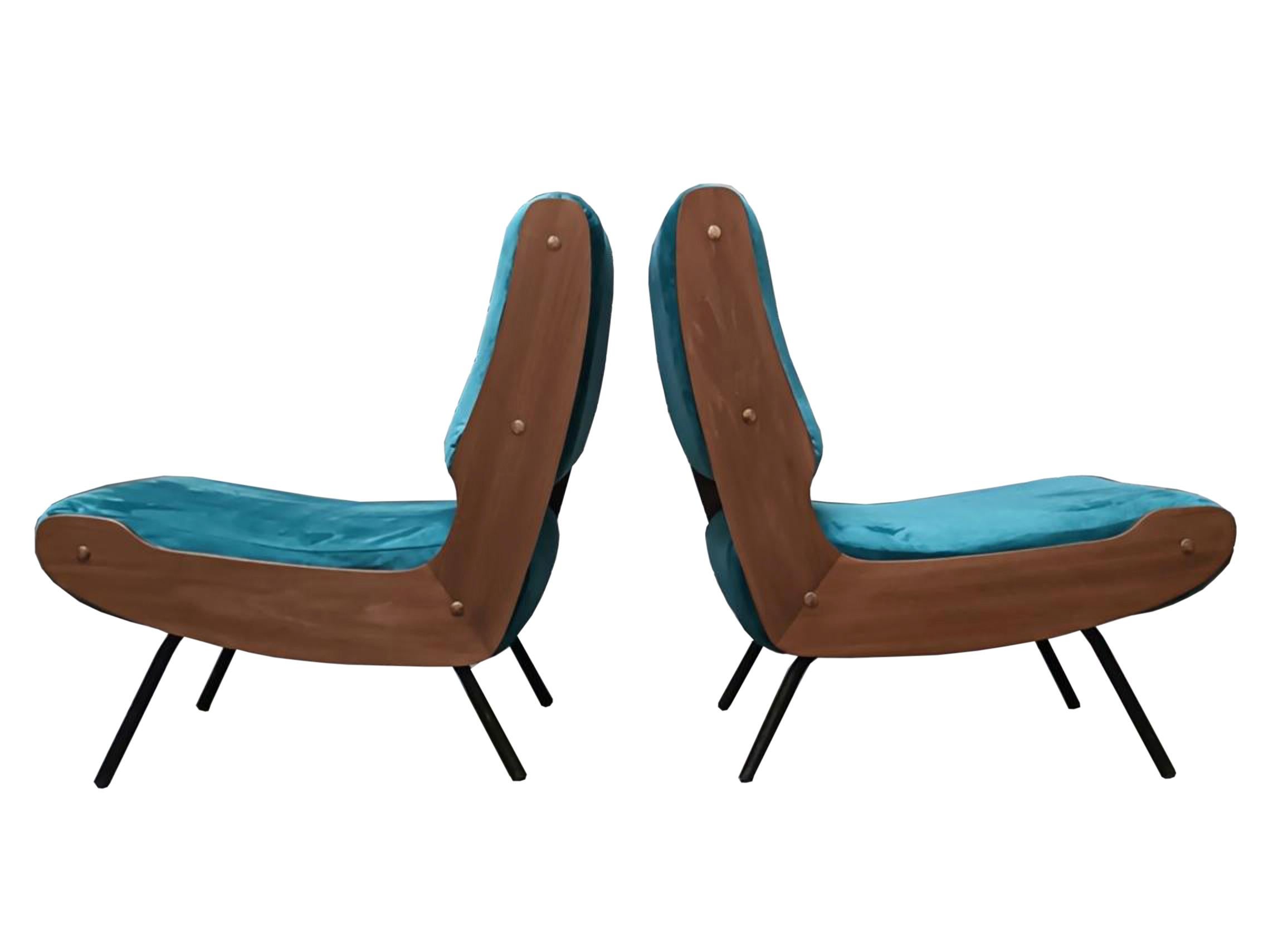 Gianfranco Frattini per Cassina Coppia di Poltrone Mod.836, Italia 1960s (Italienisch) im Angebot