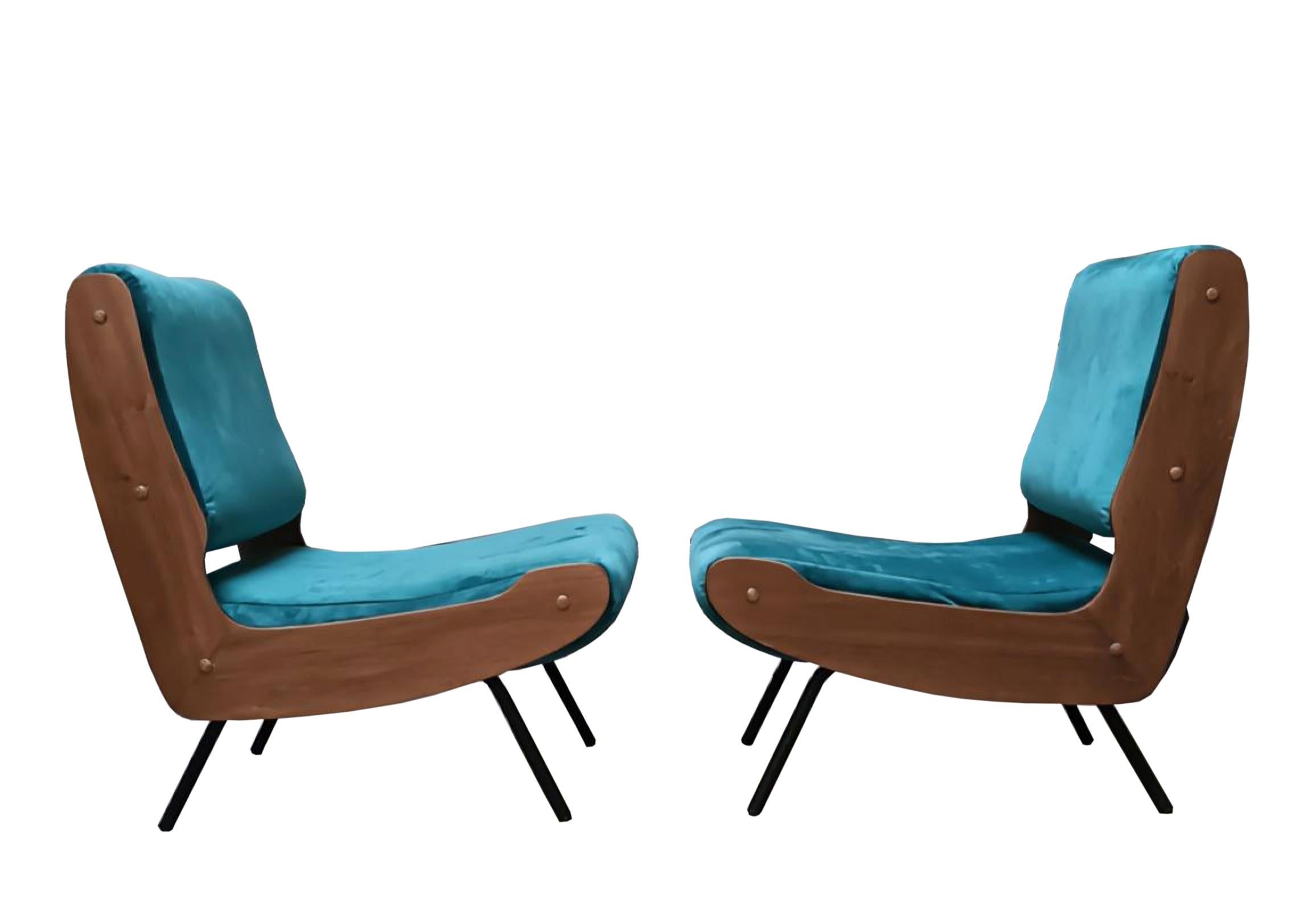 Gianfranco Frattini per Cassina Coppia di Poltrone Mod.836, Italia 1960s im Zustand „Gut“ im Angebot in Naples, IT