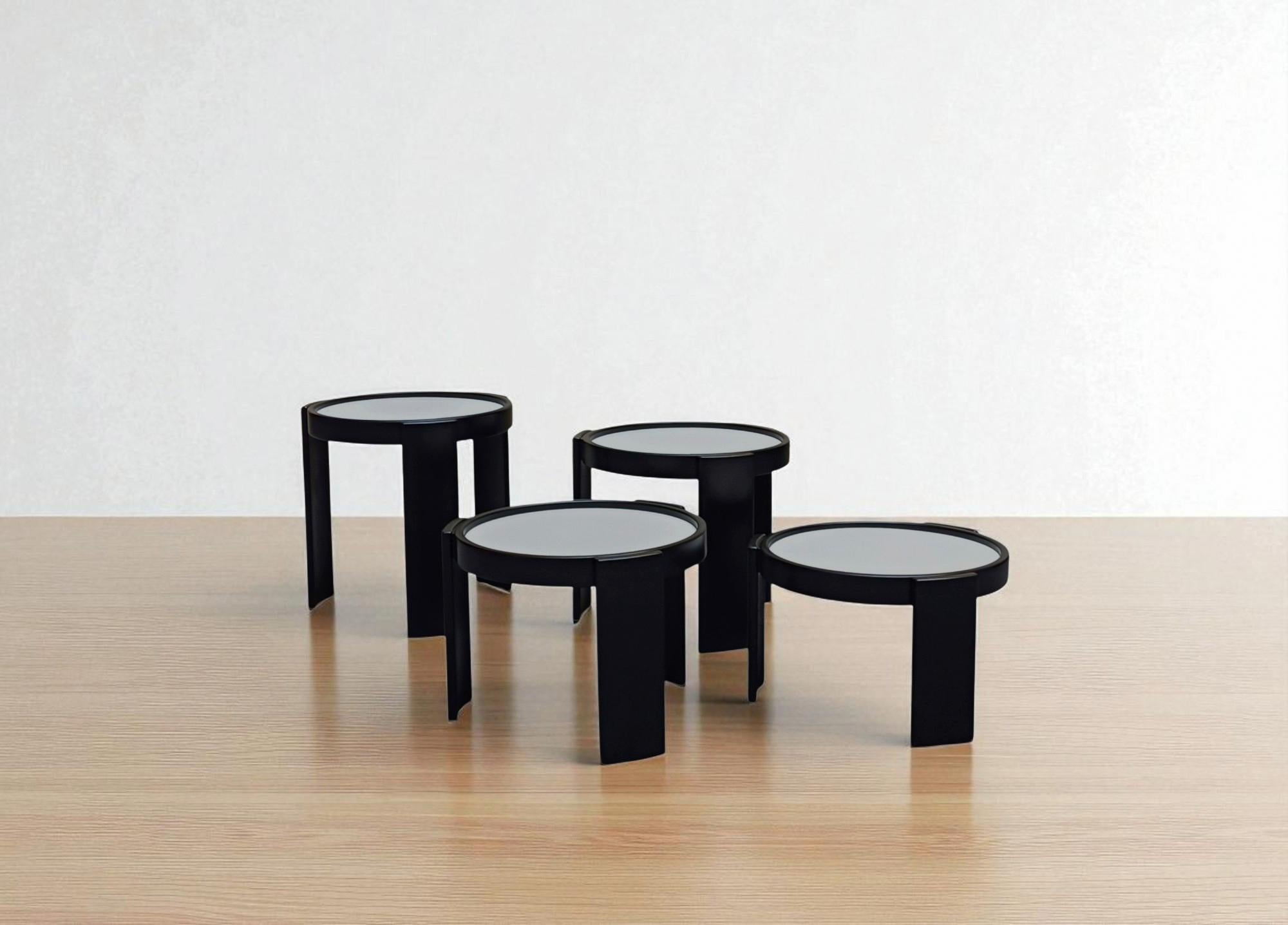 Wood Gianfranco Frattini for Cassina Set of 4 Small Tables 