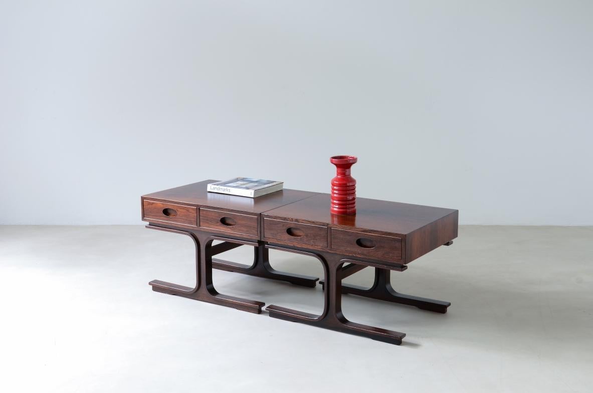 Mid-Century Modern Gianfranco Frattini, rare pair of coffee tables 