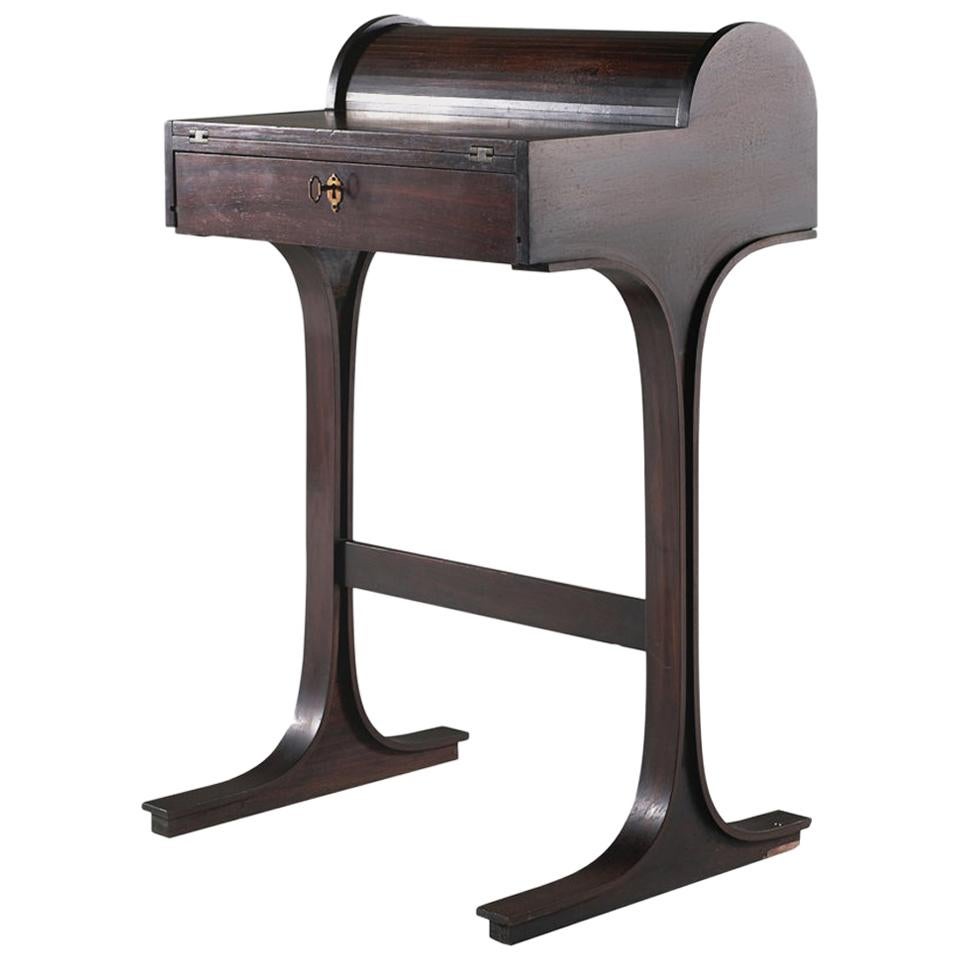 Gianfranco Frattini Rare Rosewood Rolltop Desk for Bernini, Italian Design 1960s