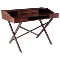 Gianfranco Frattini Rosewood Desk with Metal Details, circa 1950