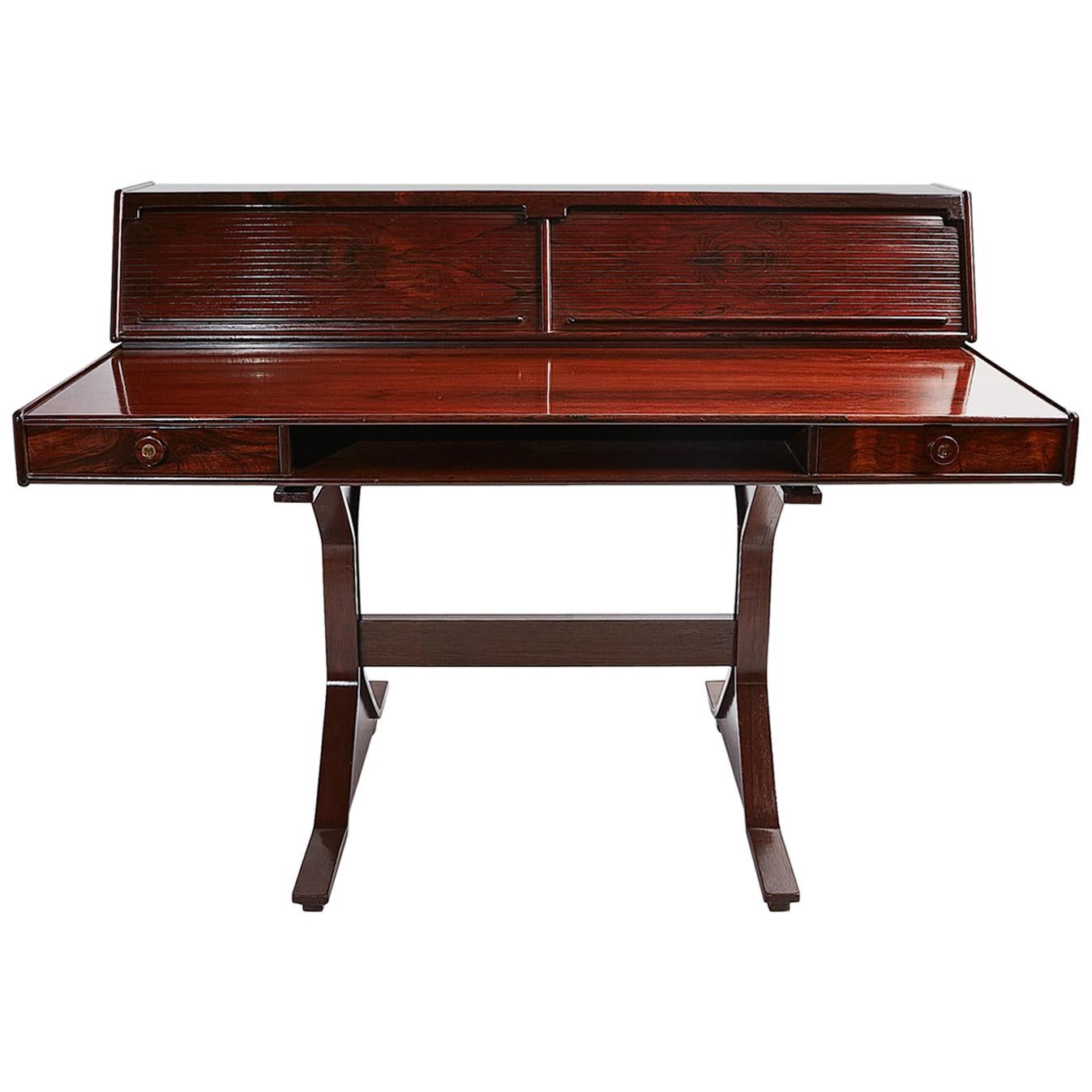 Gianfranco Frattini Rosewood Writing Desk Manufactured by Bernini, Italy, 1957 For Sale