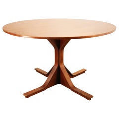 Mesa de comedor redonda Gianfranco Frattini para Bernini en madera noble exótica, Model 522