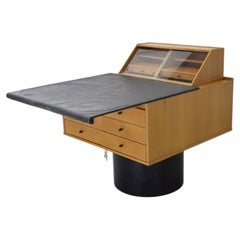 Gianfranco Frattini Sesamo Desk for Bernini, Black Leather, 1982