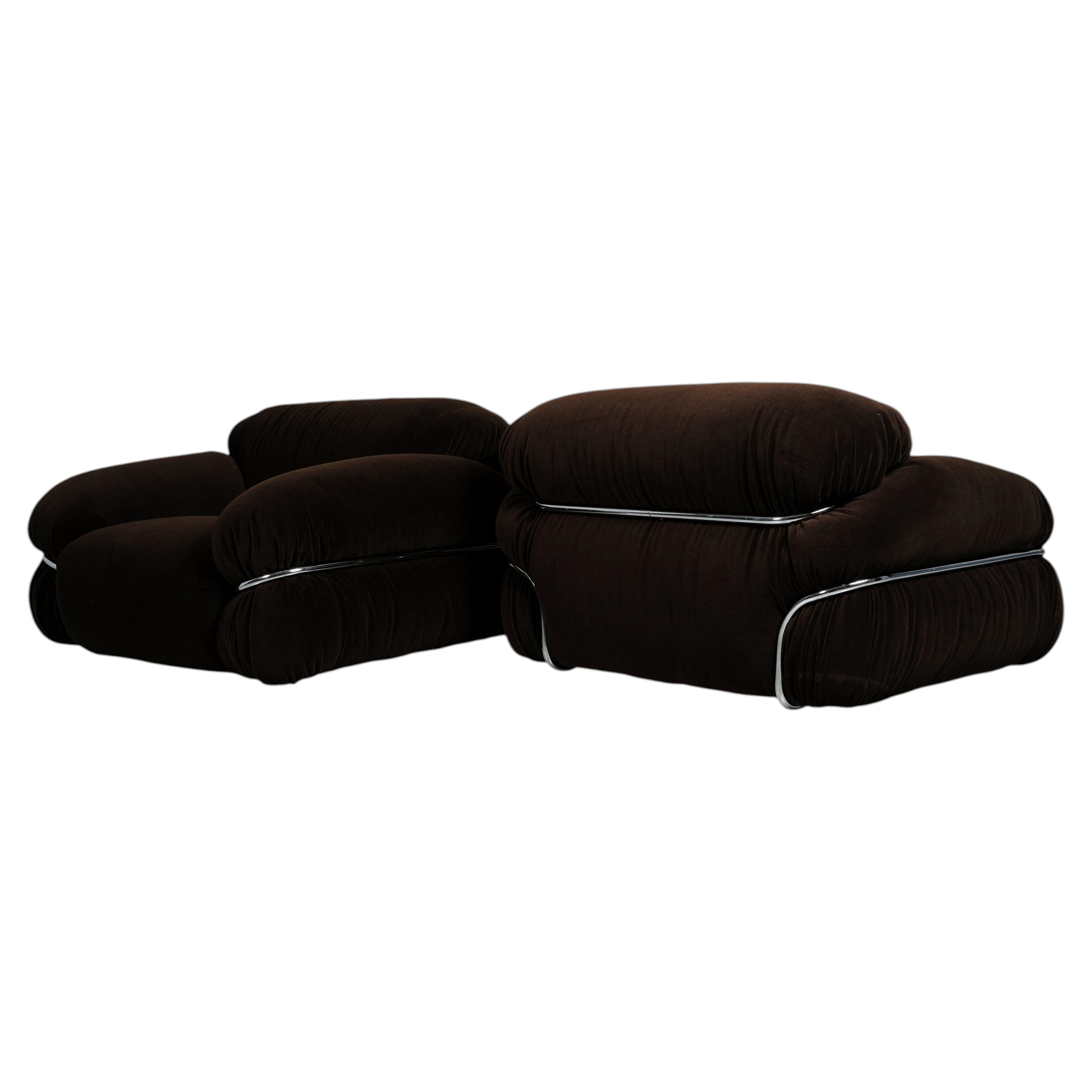 Gianfranco Frattini Sesann Sessel für Cassina, Alpaka-Samt, 1972, 2er-Set im Angebot
