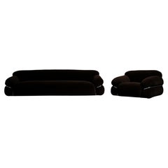 Gianfranco Frattini Sesann Sofa und Sessel für Cassina, Alpaka-Samt, 1972