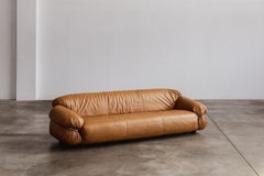 Gianfranco Frattini "Sesann" Sofa für Cassina, cognacfarbenes Leder, 1969