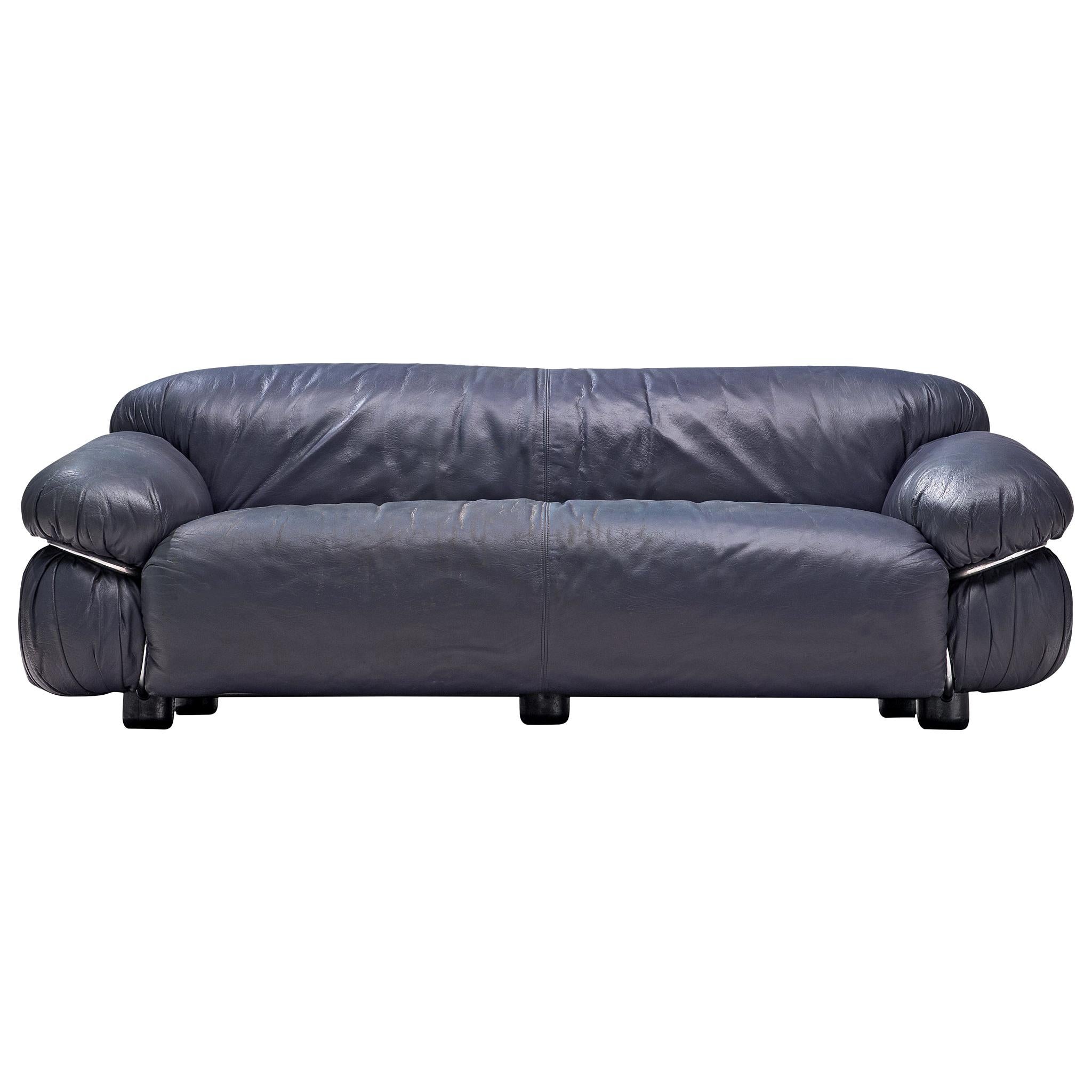 Gianfranco Frattini 
Sesann
 Sofa in Night Blue Leatherette