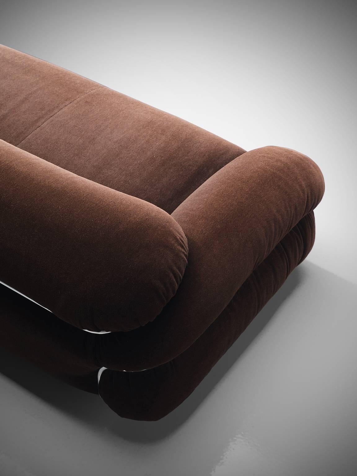 Gianfranco Frattini 'Sesann' Sofa in Original Brown Fabric   In Good Condition In Waalwijk, NL