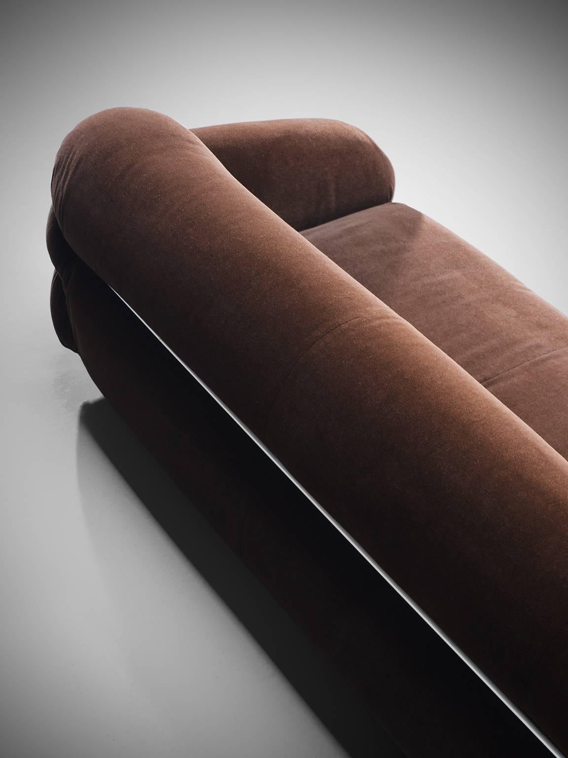 Mid-20th Century Gianfranco Frattini 'Sesann' Sofa in Original Brown Fabric  