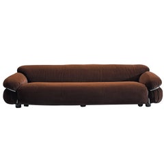 Gianfranco Frattini 'Sesann' Sofa in Original Brown Fabric  