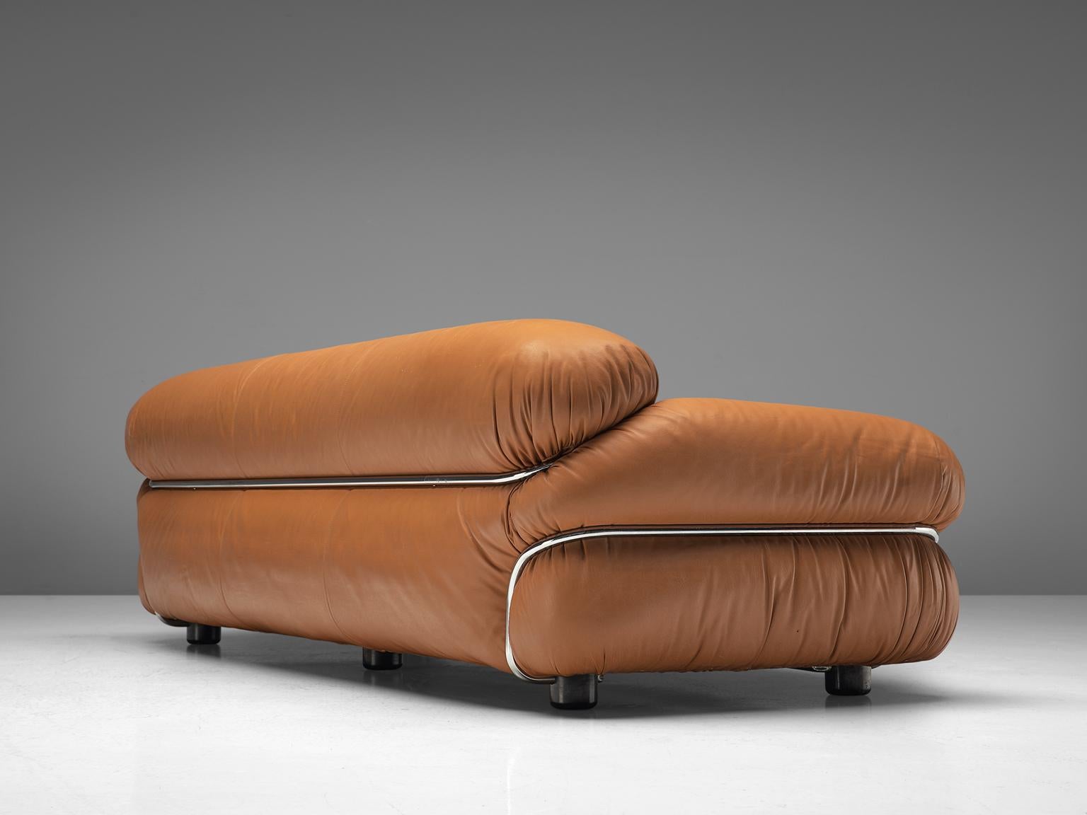 Mid-Century Modern Gianfranco Frattini 'Sesann' Sofa in Original Cognac Leather