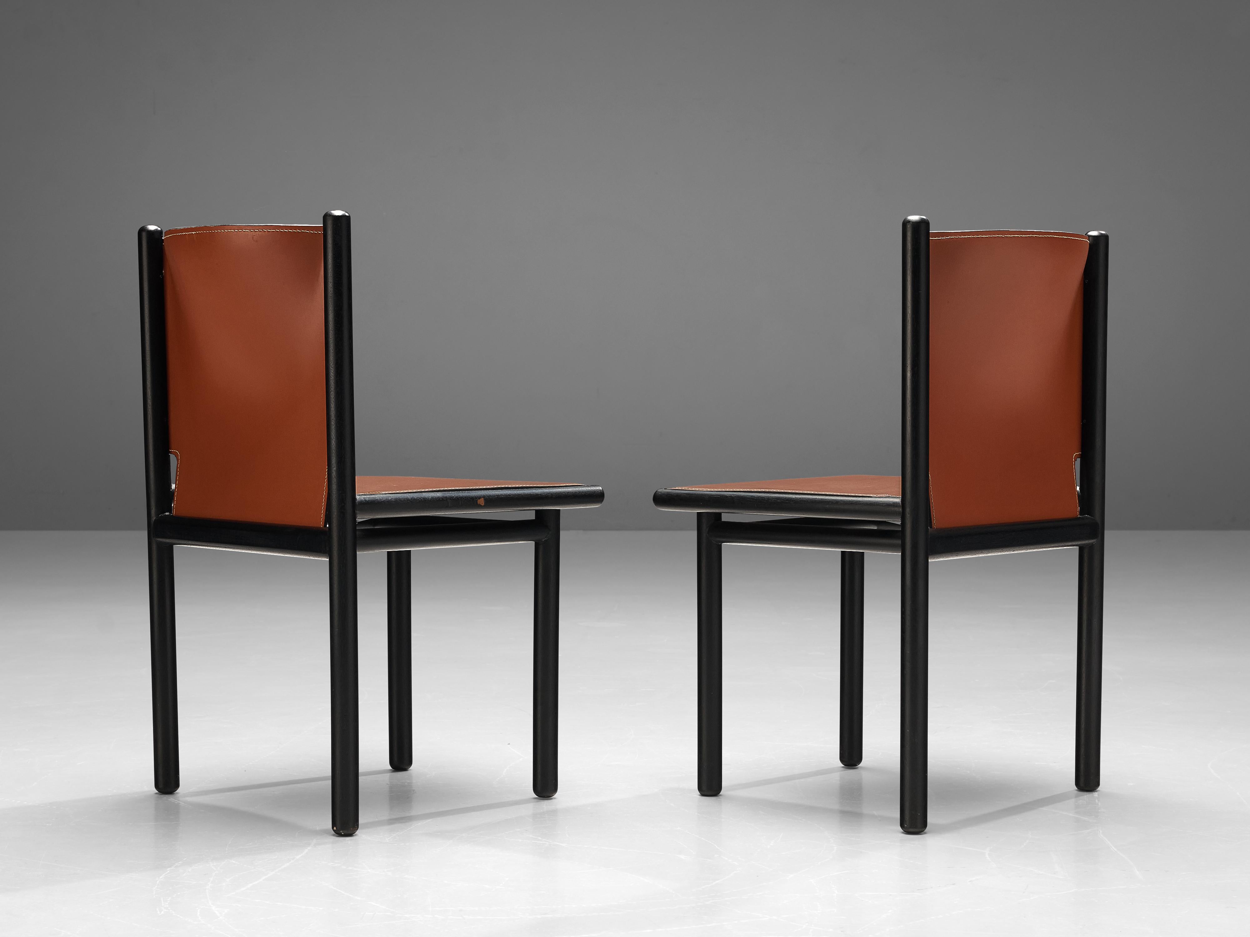Gianfranco Frattini Set of Eight 'Caprile' Dining Chairs in Red Leather 5