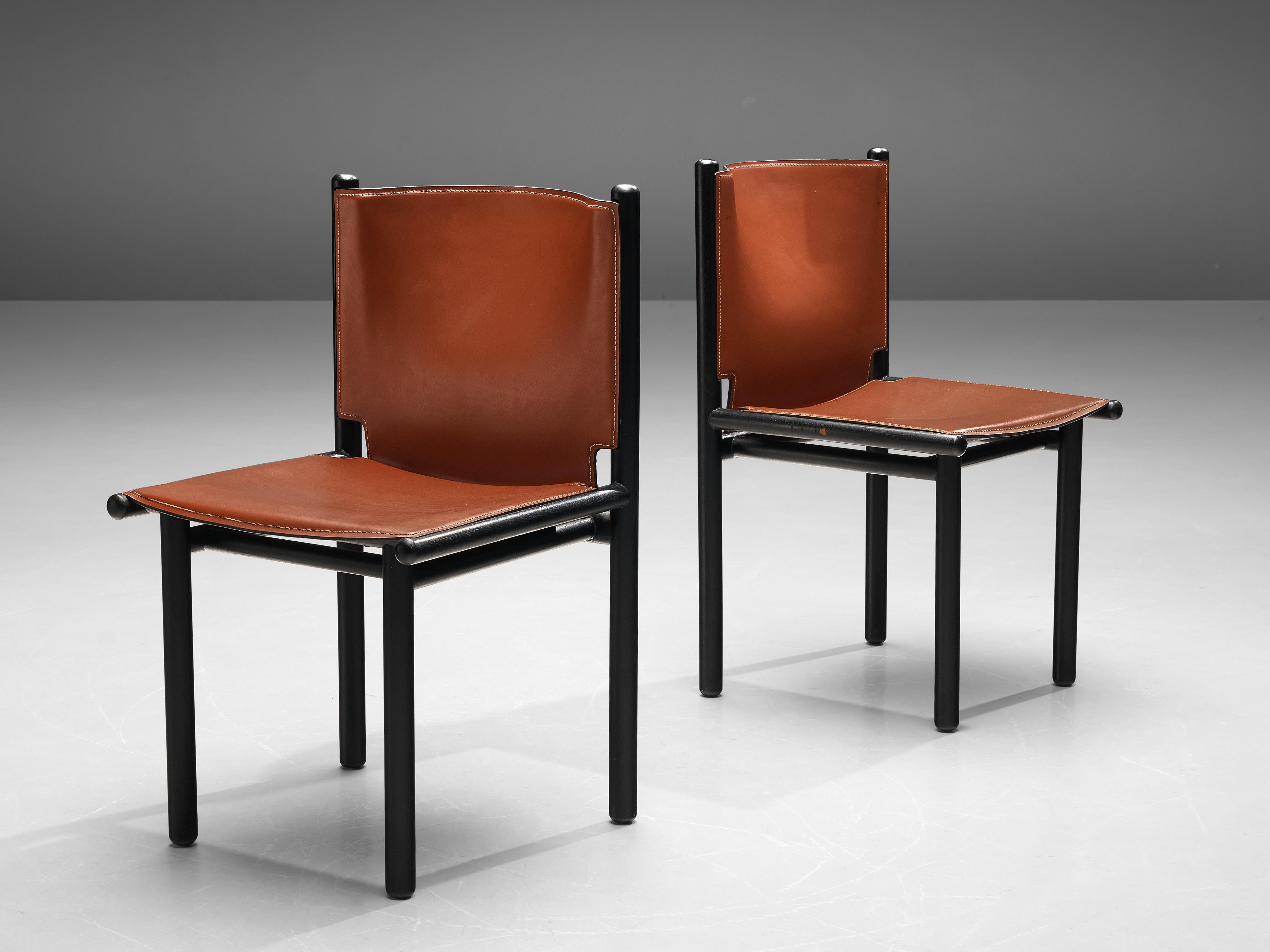 Late 20th Century Gianfranco Frattini Set of Eight 'Caprile' Dining Chairs in Red Leather
