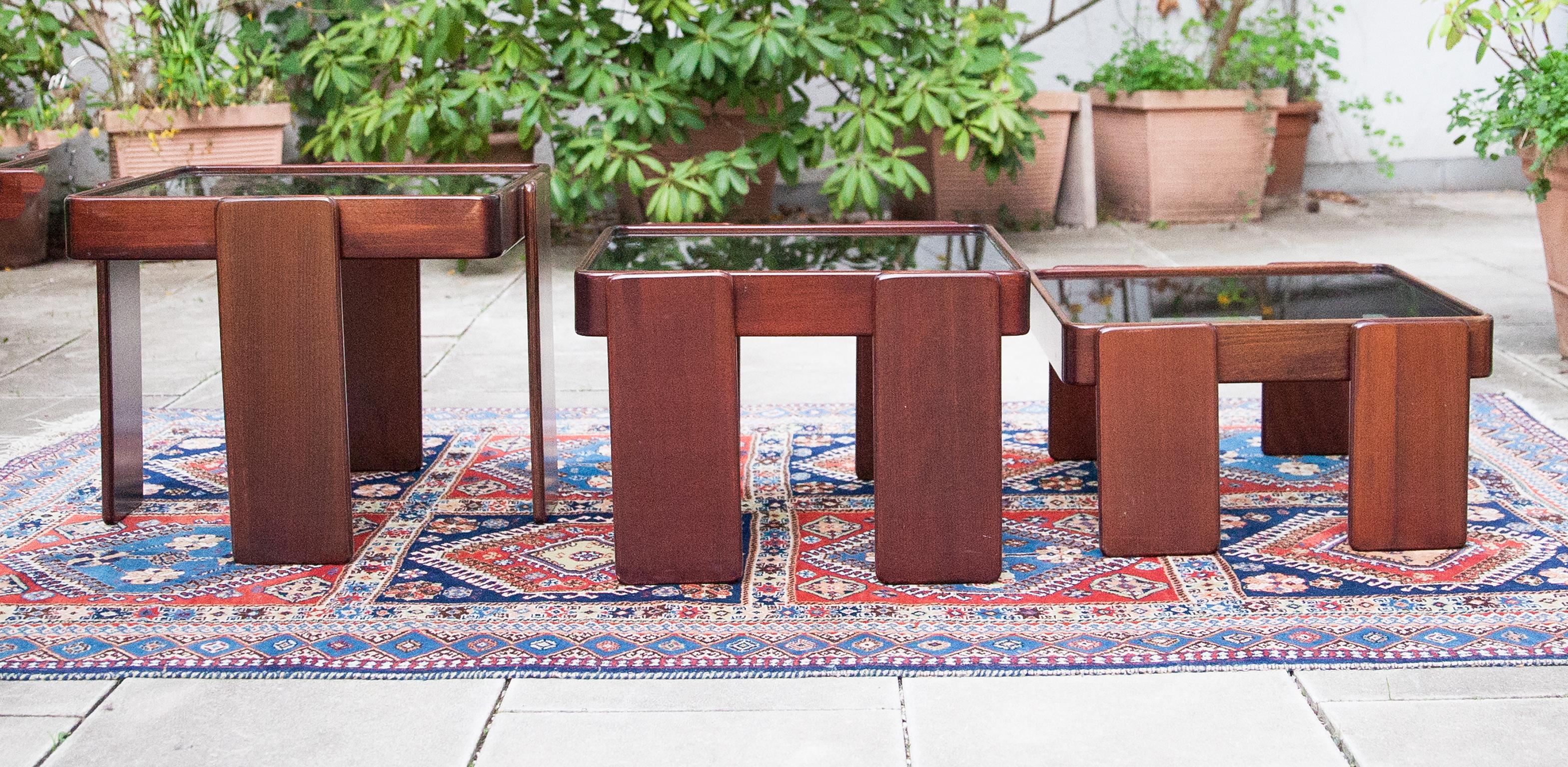 Mid-Century Modern Gianfranco Frattini Stacking Tables for Cassina, 1970
