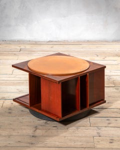 Gianfranco Frattini Swivel Table, Model 831, Wood, Bernini, 1964, Italy