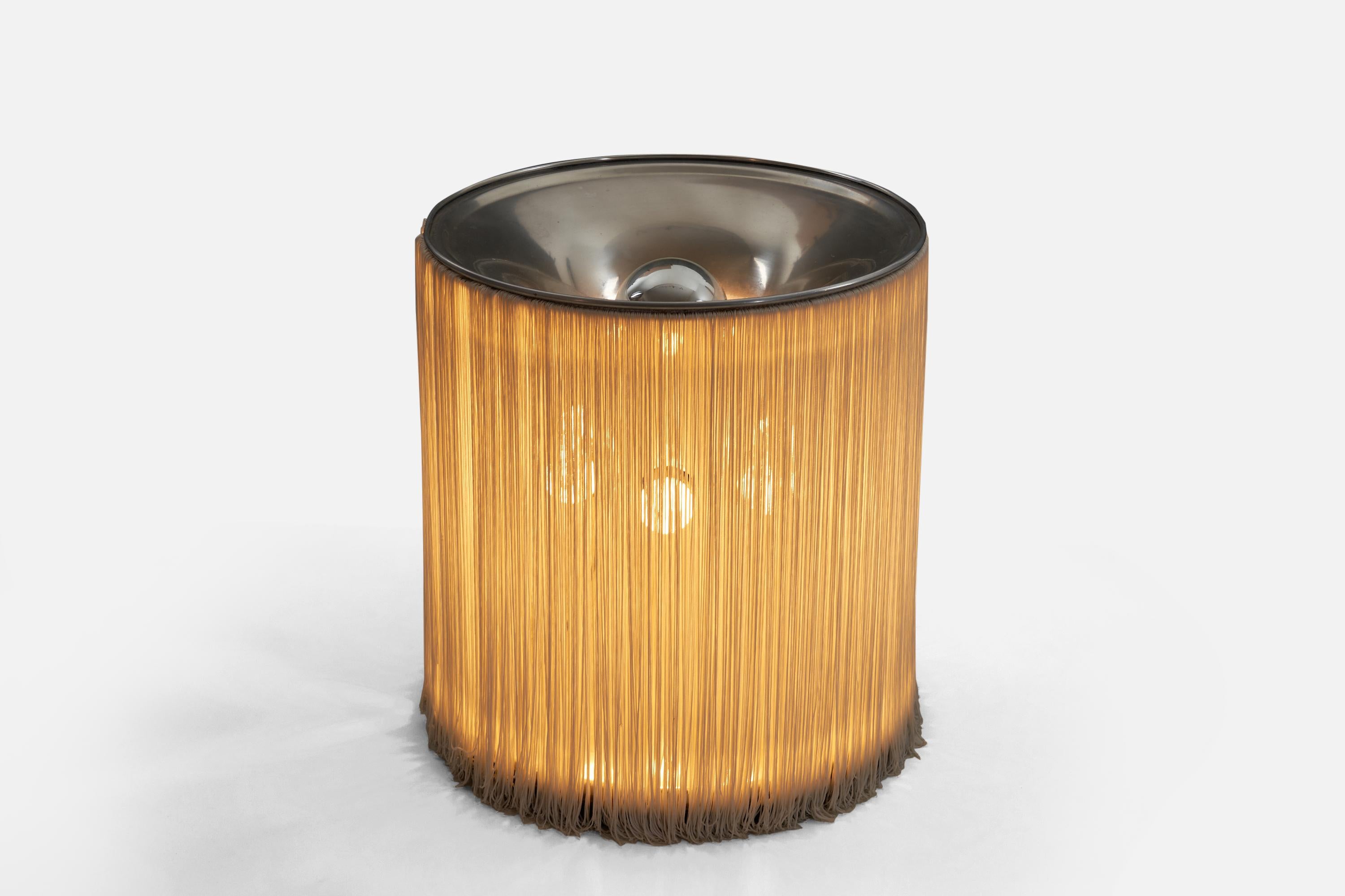 Mid-Century Modern Gianfranco Frattini, Table Lamp, Aluminium, Silk, Italy, 1960s