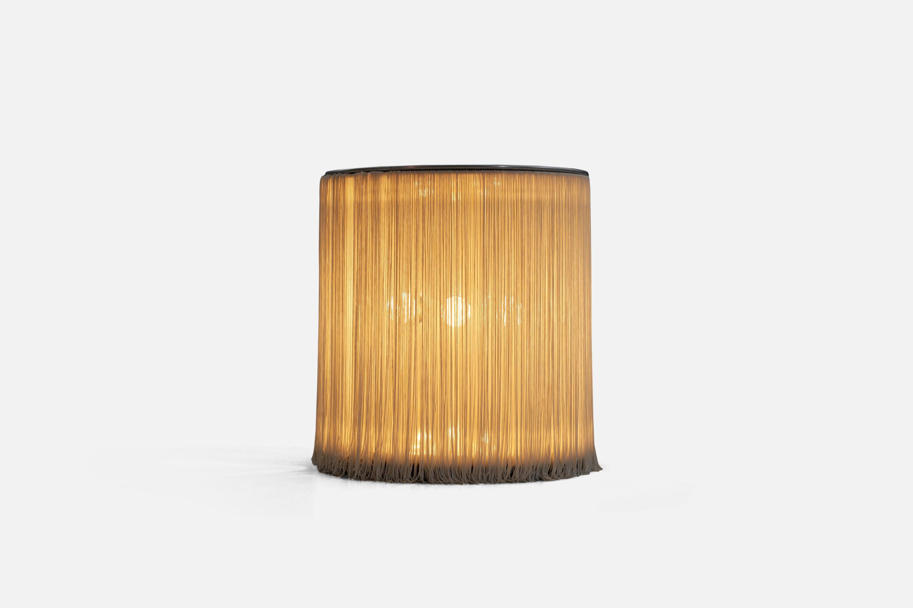 Italian Gianfranco Frattini, Table Lamp, Aluminium, Silk, Italy, 1960s