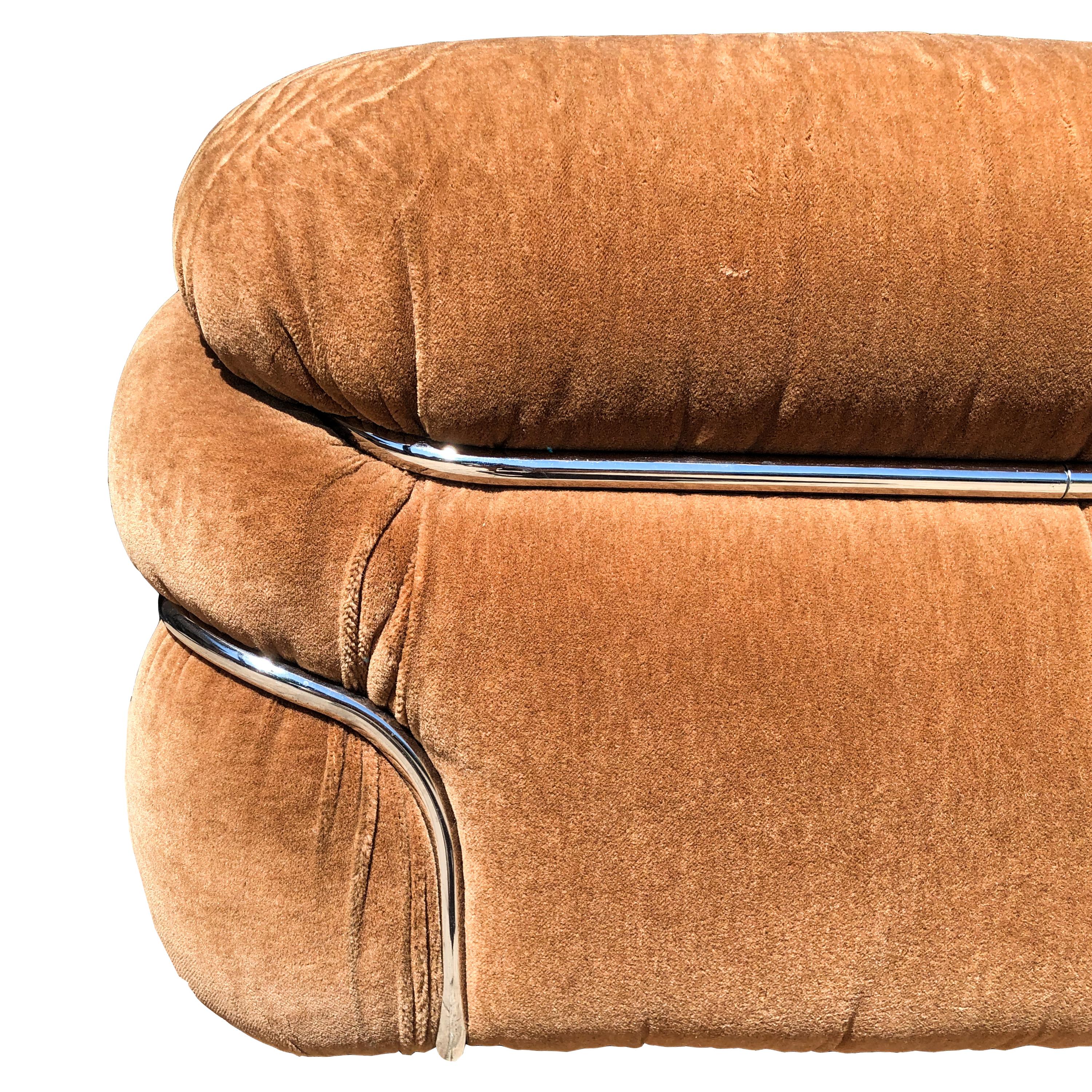Gianfranco Frattini Tobacco Alpaca Velvet Sesann Lounge Chair per Cassina, 1972 in vendita 2