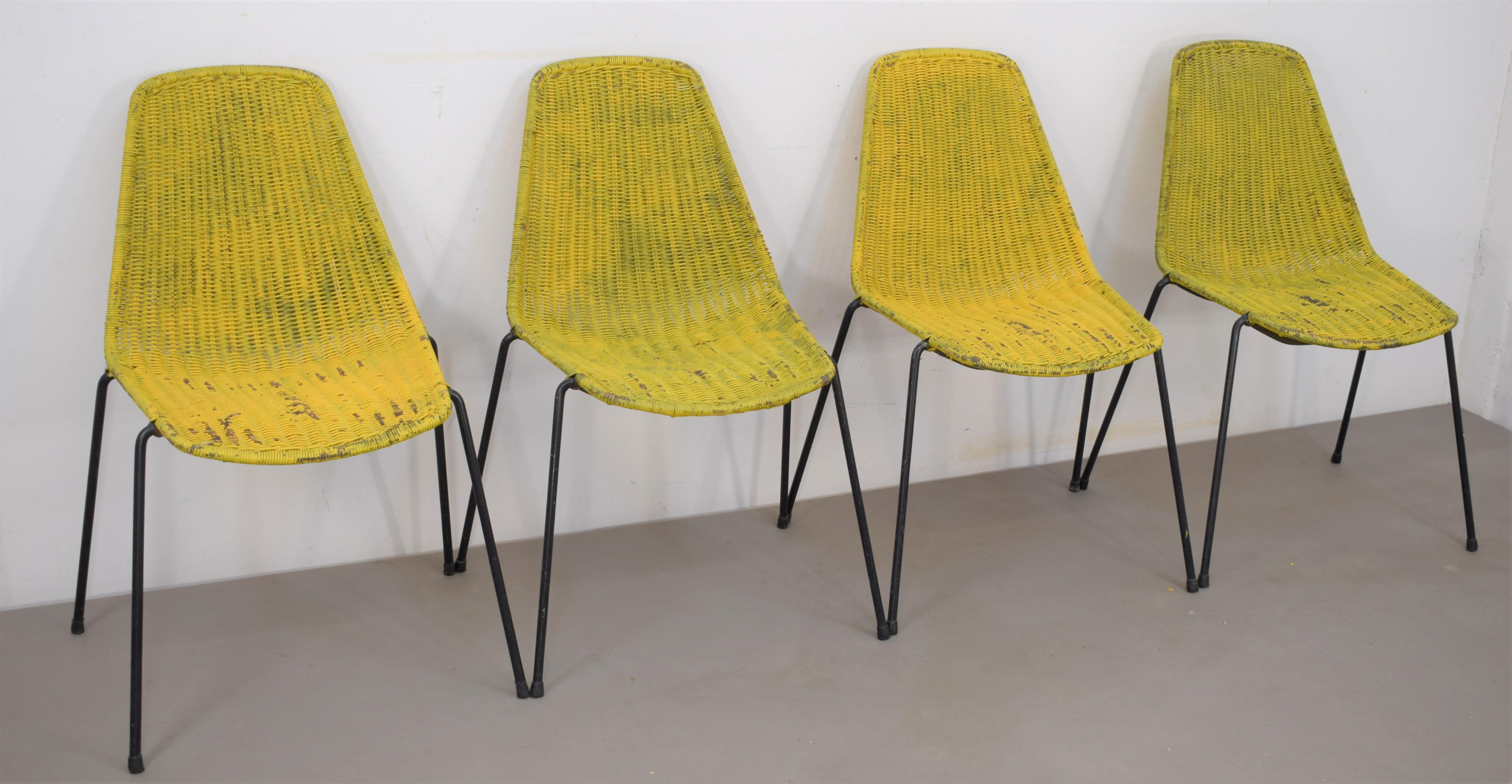 Mid-Century Modern Gianfranco Legler, Set of Four Chairs, 1960s For Sale