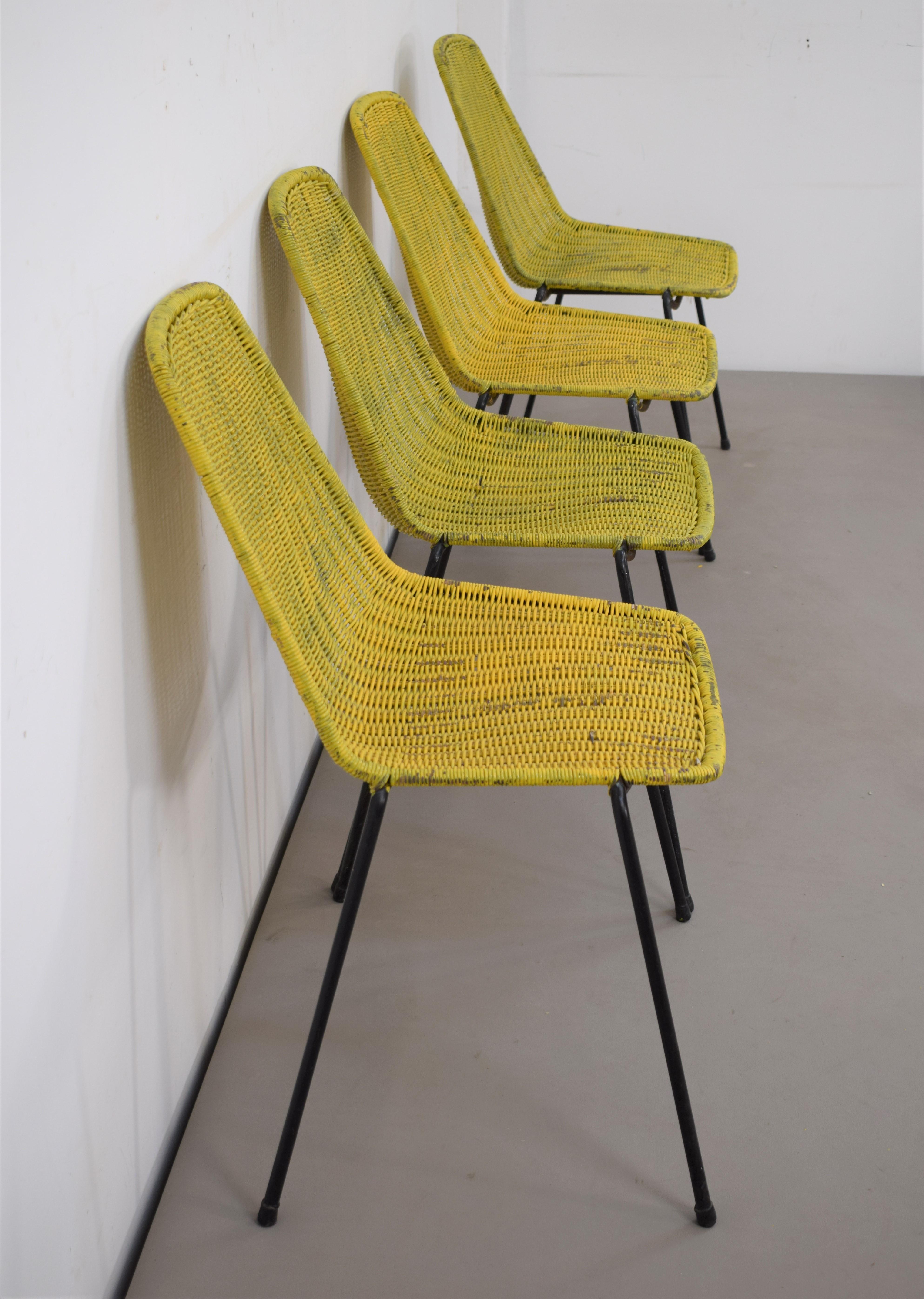 Italian Gianfranco Legler, Set of Four Chairs, 1960s For Sale