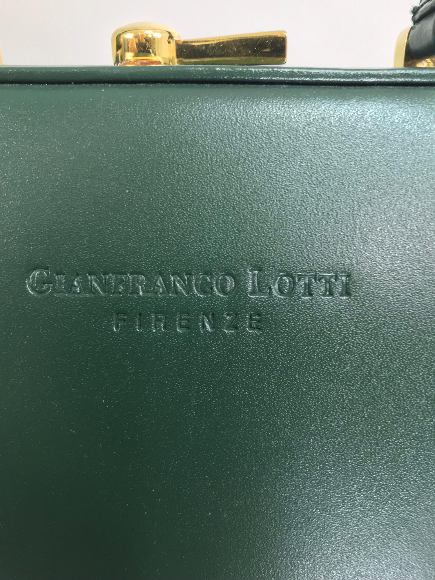 Gianfranco Lotti Firenze - Sac à main en cuir vert forêt en vente 5