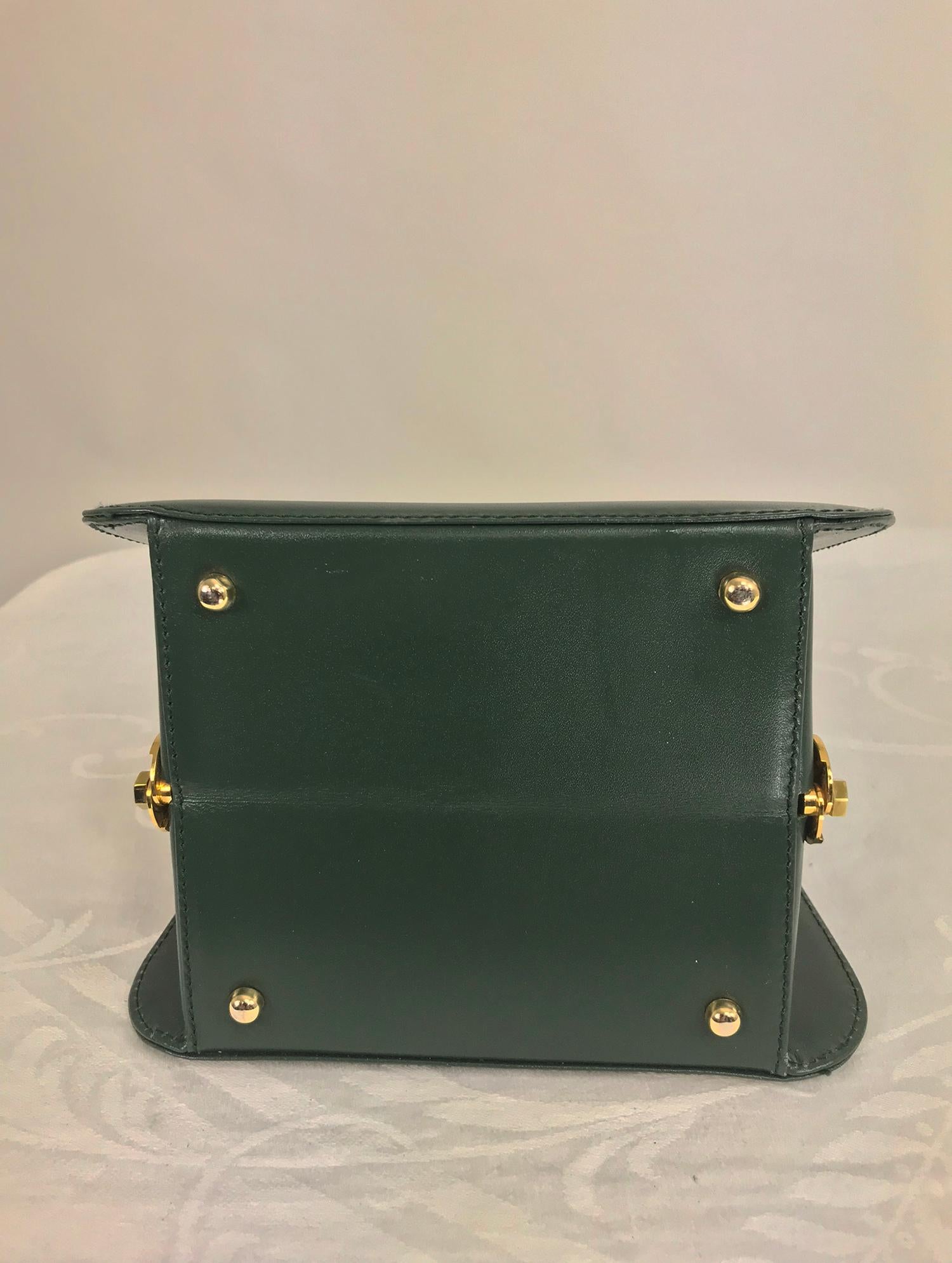 Gianfranco Lotti Firenze Forest Green Leather Handbag In Excellent Condition For Sale In West Palm Beach, FL