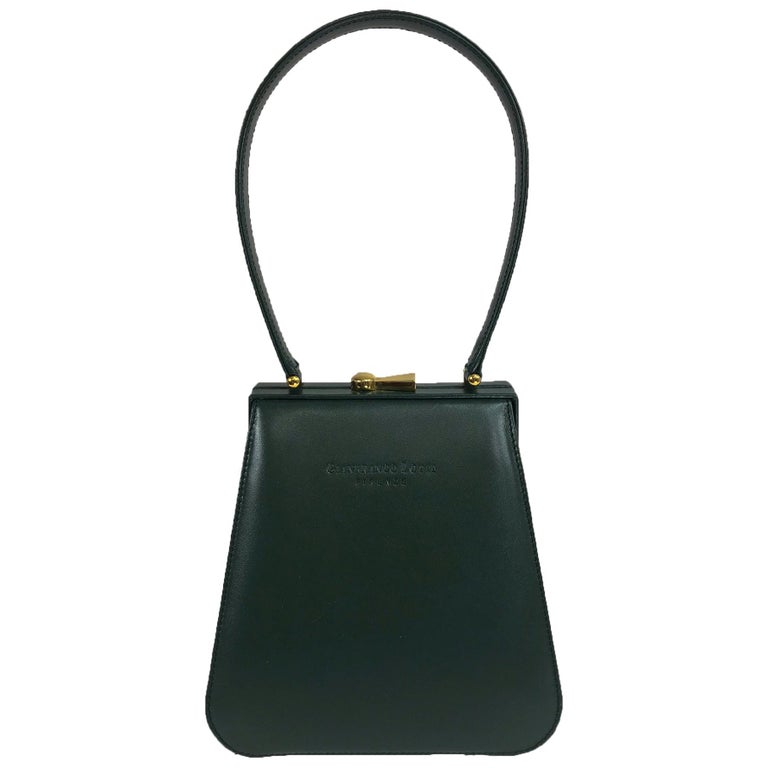 Fauré Le Page Green Leather Calibre 21 Top Handle Bag at 1stDibs