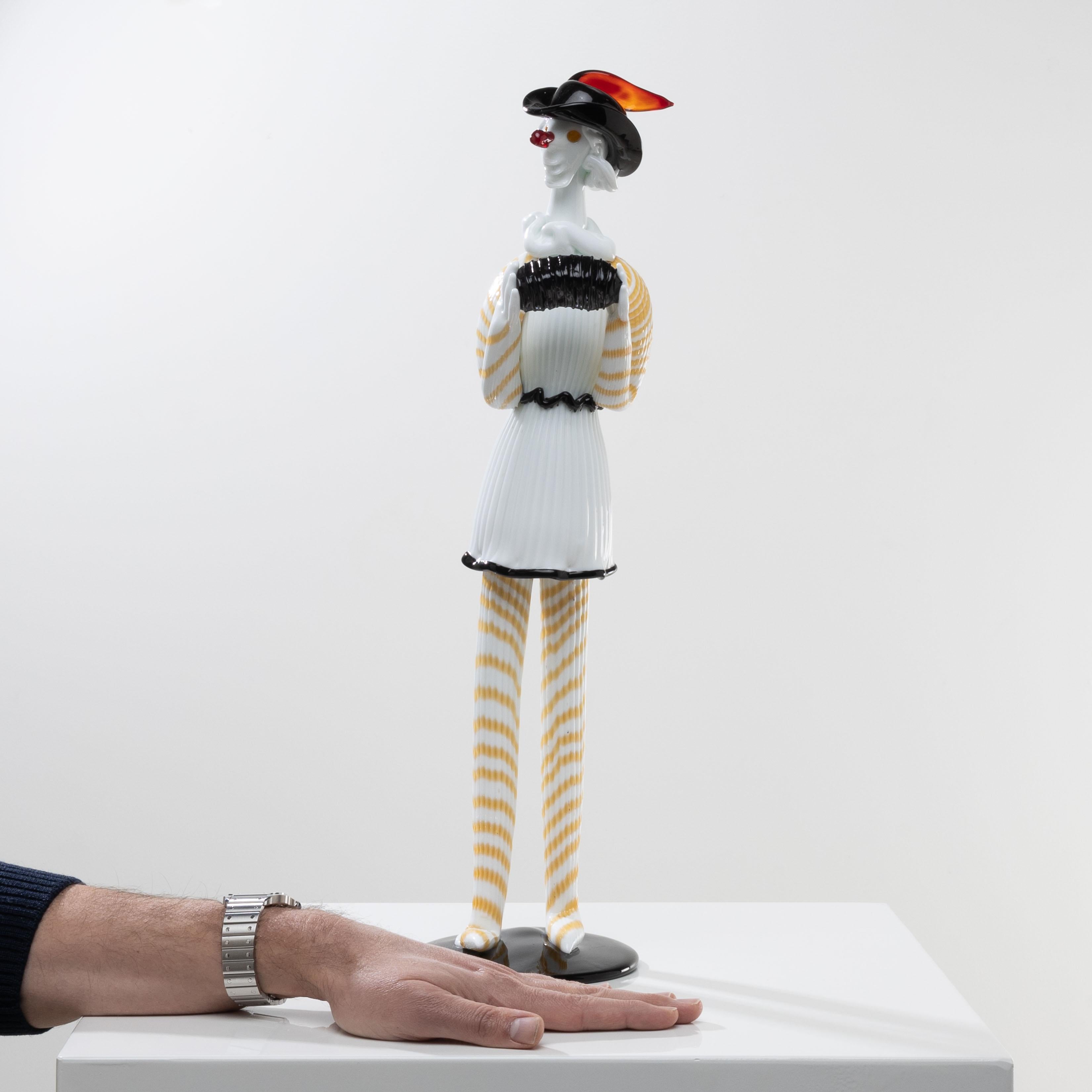 Giangurgolo Estatuilla monumental de cristal de Murano de Fulvio Bianconi Moderno de mediados de siglo en venta