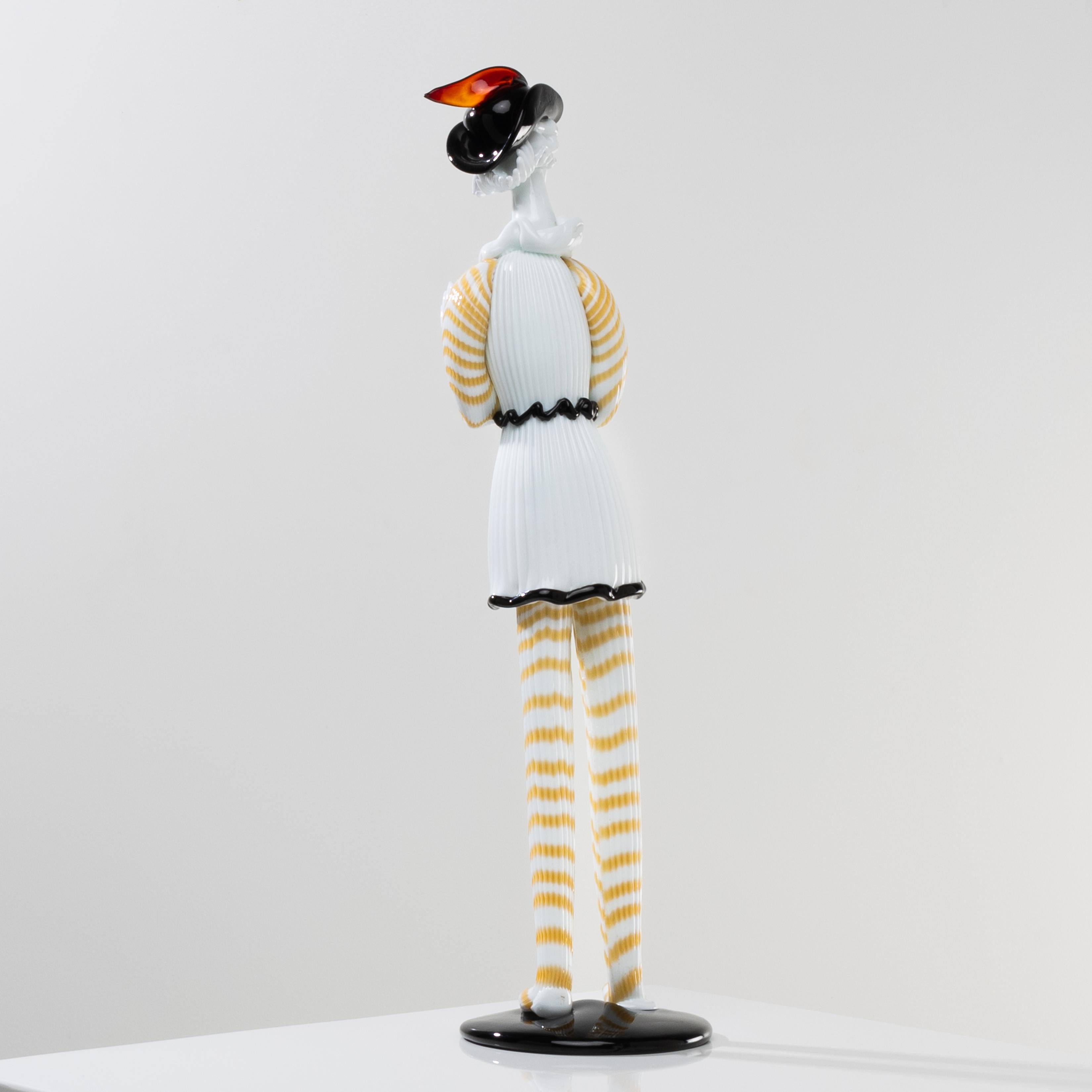 Giangurgolo Estatuilla monumental de cristal de Murano de Fulvio Bianconi en Bueno estado para la venta en Uccle, BE