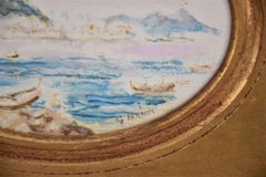 Giani D'Oro (Italian) Lot of Two, Scenes of Naples with Vesuvius Erupting