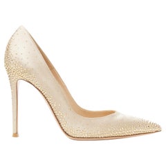 GIANIVITO ROSSI champagne gold satin silk gold studded pigalle pump heel EU39