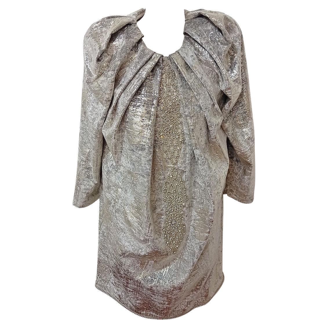 Gianluca Capannolo "Tea Sleeve" Silver Dress IT 40 For Sale
