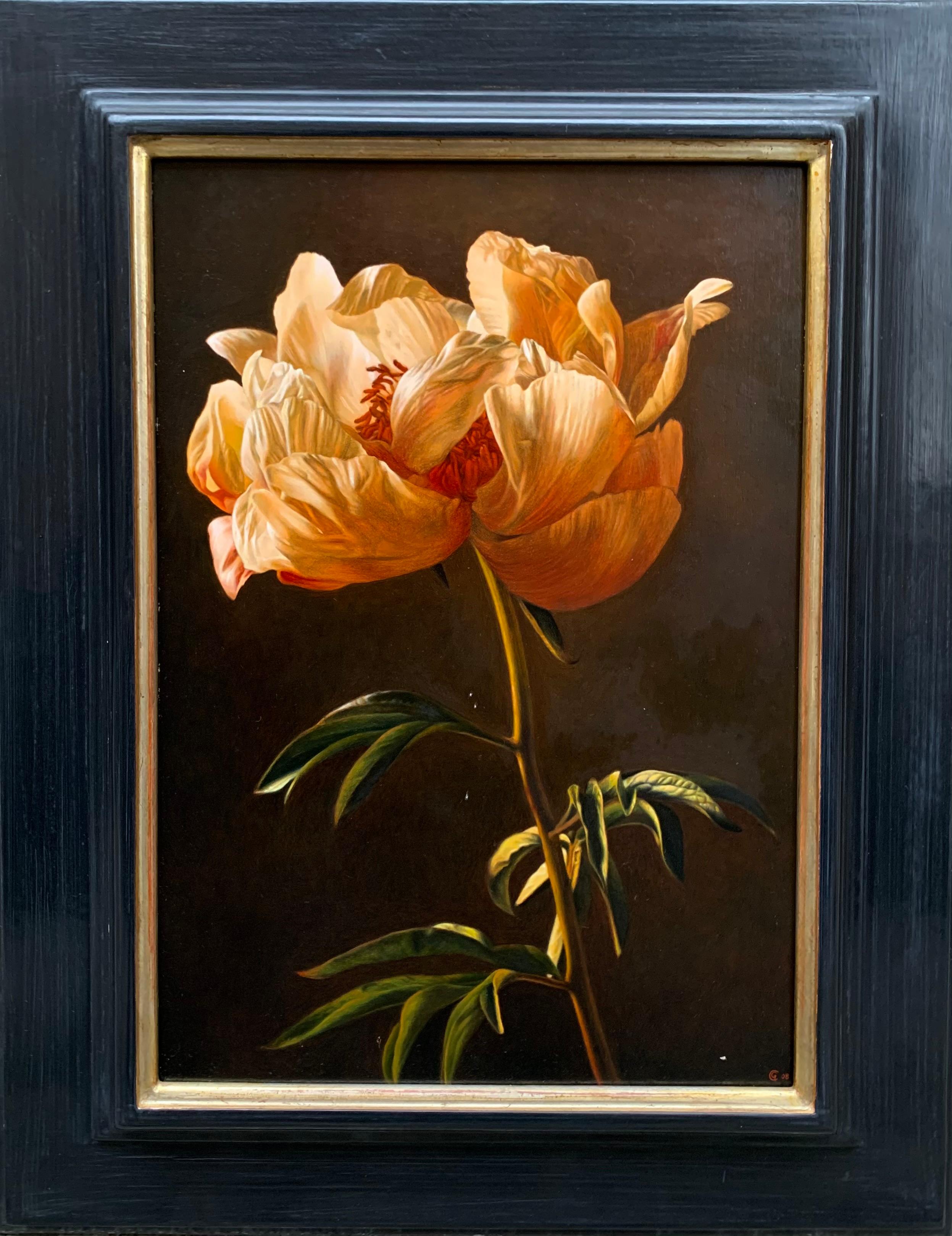 Nature morte de fleurs noires et roses par un maître peintre italien