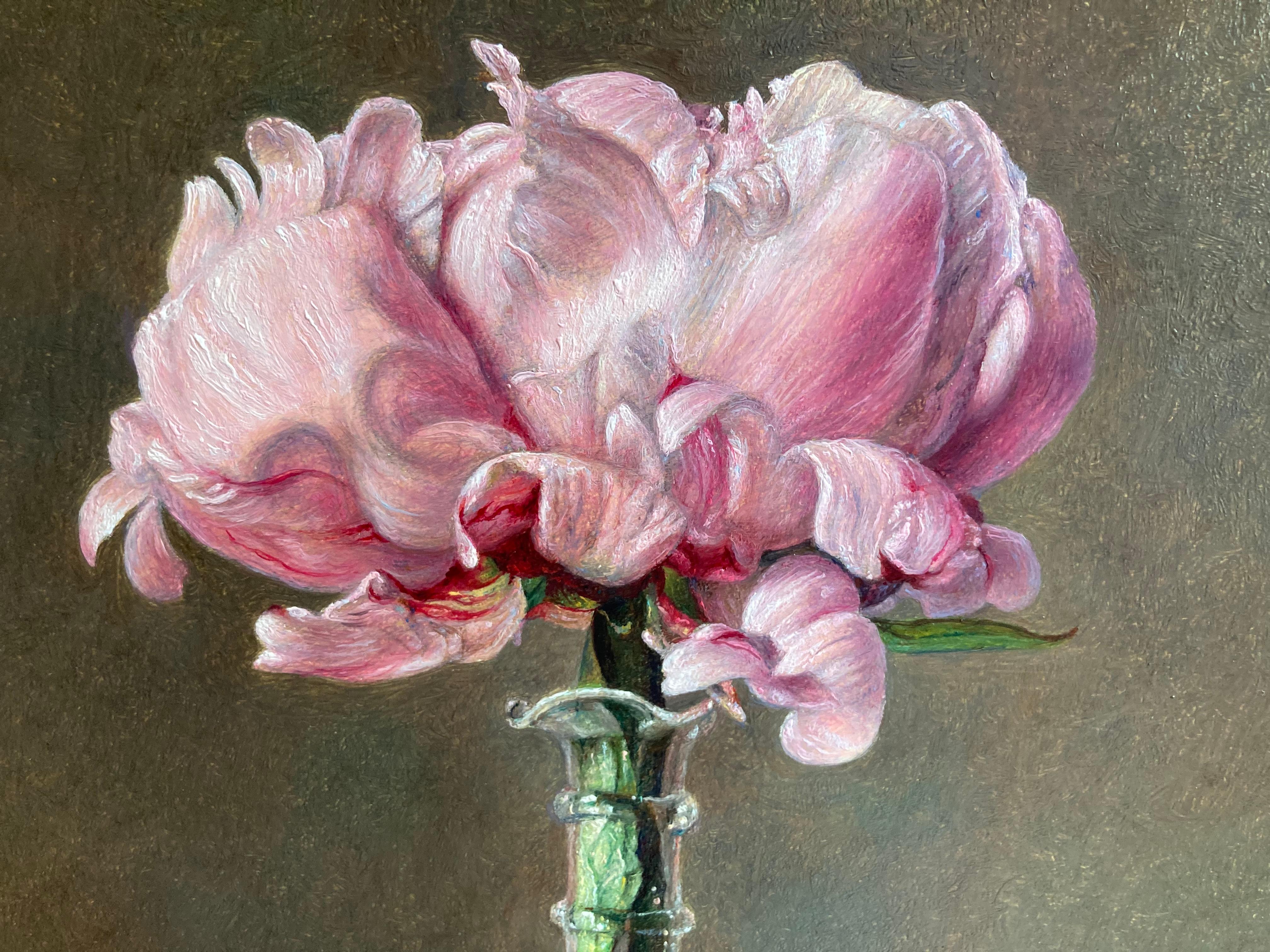 Bodegón rosa y blanco pintura italiana de flor con agua hermosa - Painting Realista de Gianluca Corona