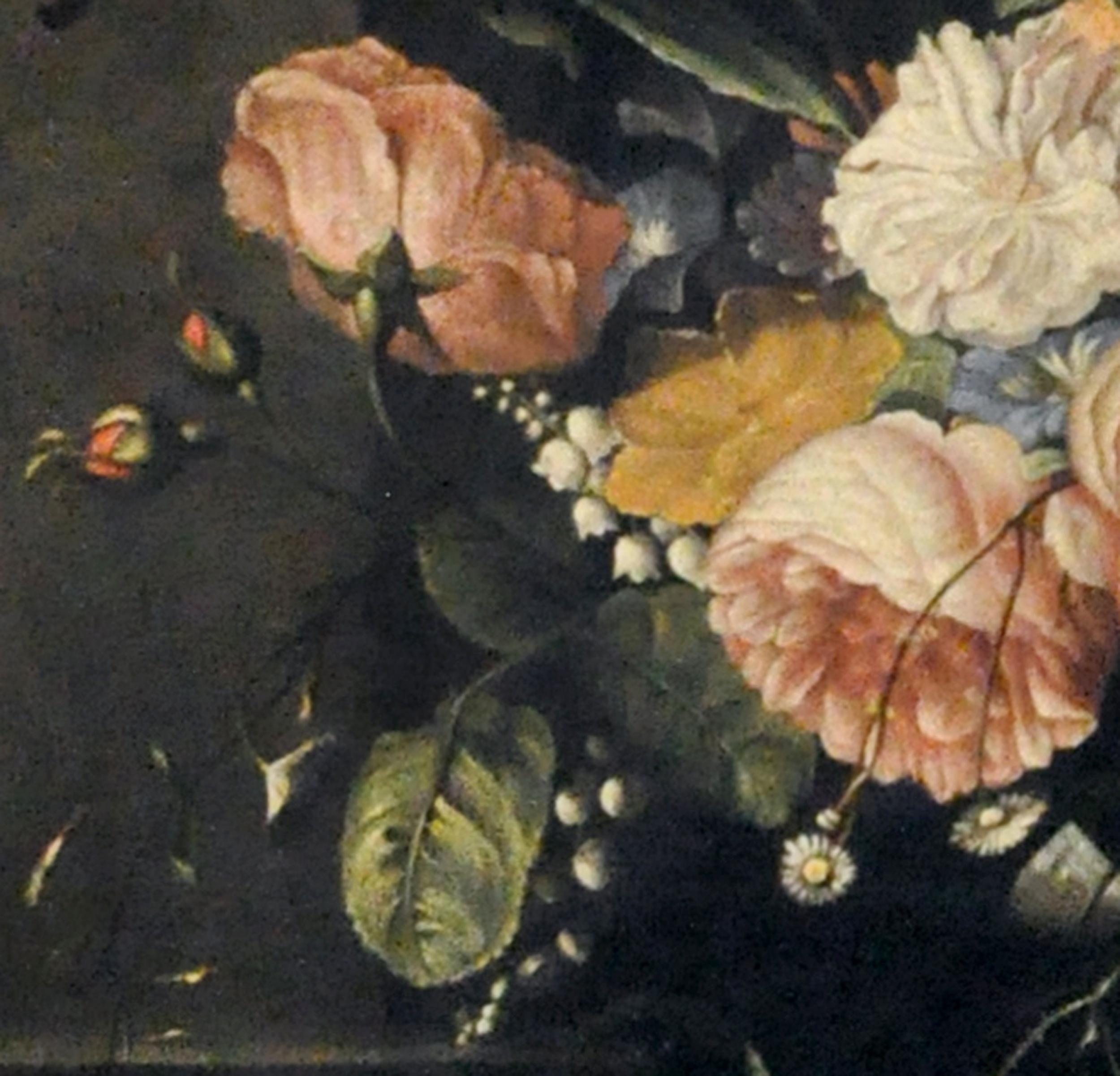 FLOWERS-In the Manner of Jacob van Wascapelle -Italian Still Life Oil on Canvas  - Black Still-Life Painting by Gianluca D'Este
