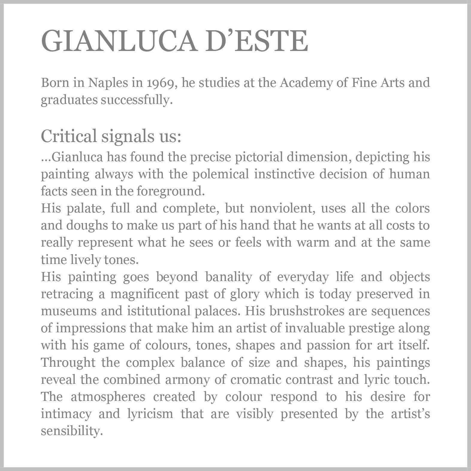 Fleurs - Gianluca d'Este Italia 2000 - Huile sur toile cm. 76x64

Il s'agit de sa réinterprétation d'un grand tableau de maître ancien 