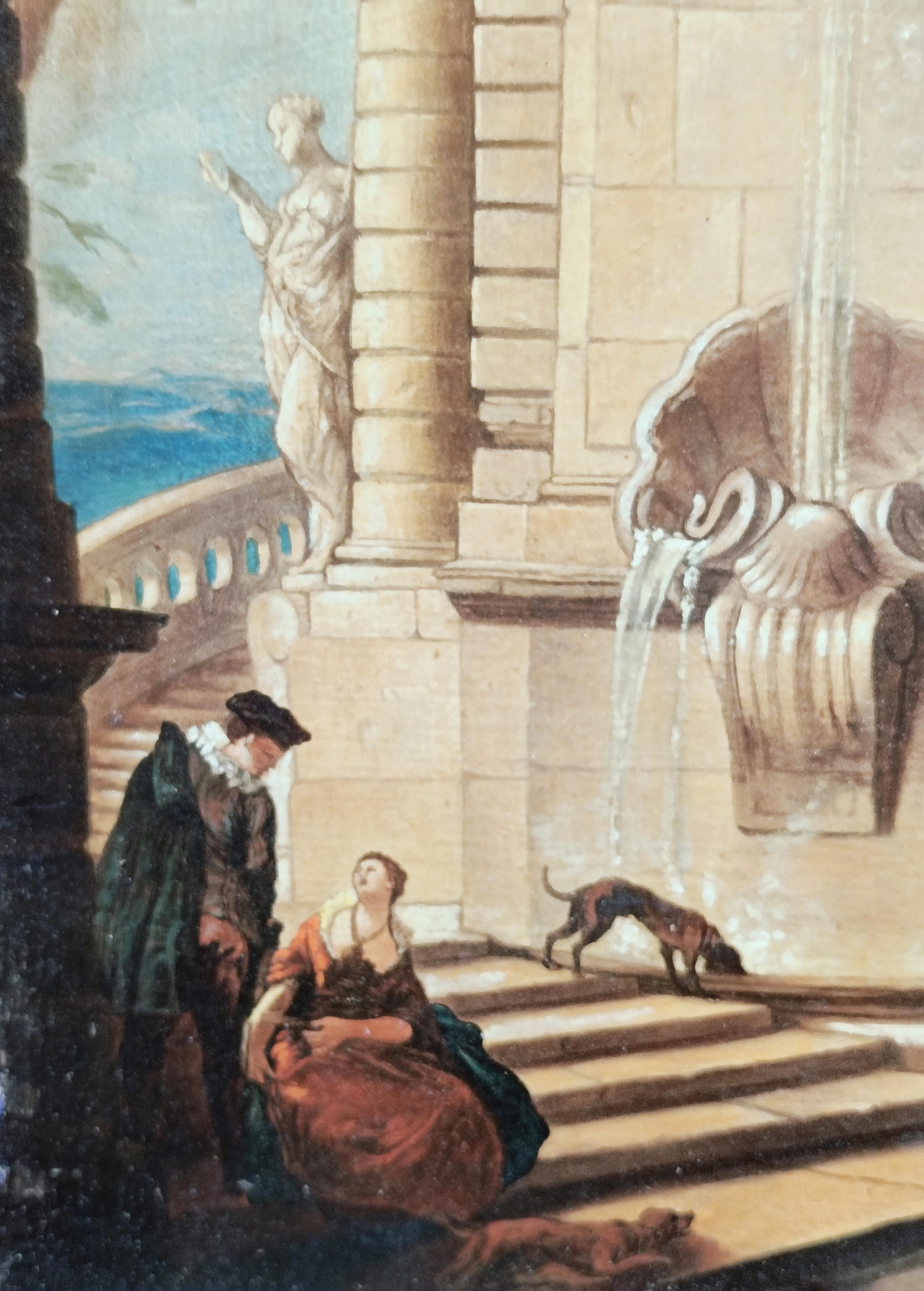 GIARDINO ITALIANO - Gianluca D'Este - Scuola Italiana Pittura Olio su Tela in vendita 12