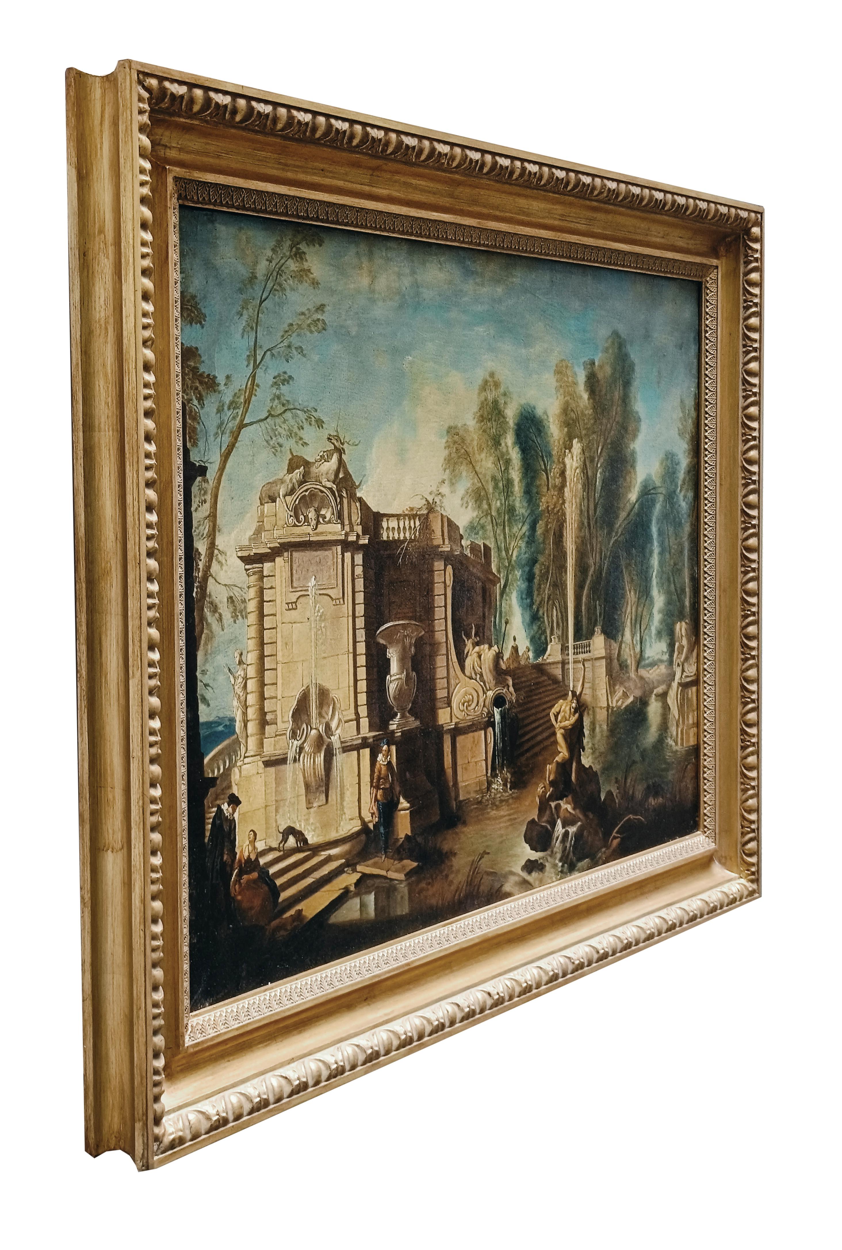 GIARDINO ITALIANO - Gianluca D'Este - Scuola Italiana Pittura Olio su Tela in vendita 7