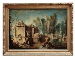 ITALIAN GARDEN - Gianluca D'este- School Italian Oil on Canvas Painting