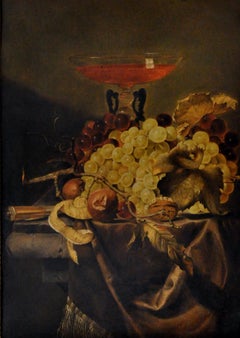 STILL LIFE - In the Manner of J. van Walscapelle -Italian Oil on Canvas Painting