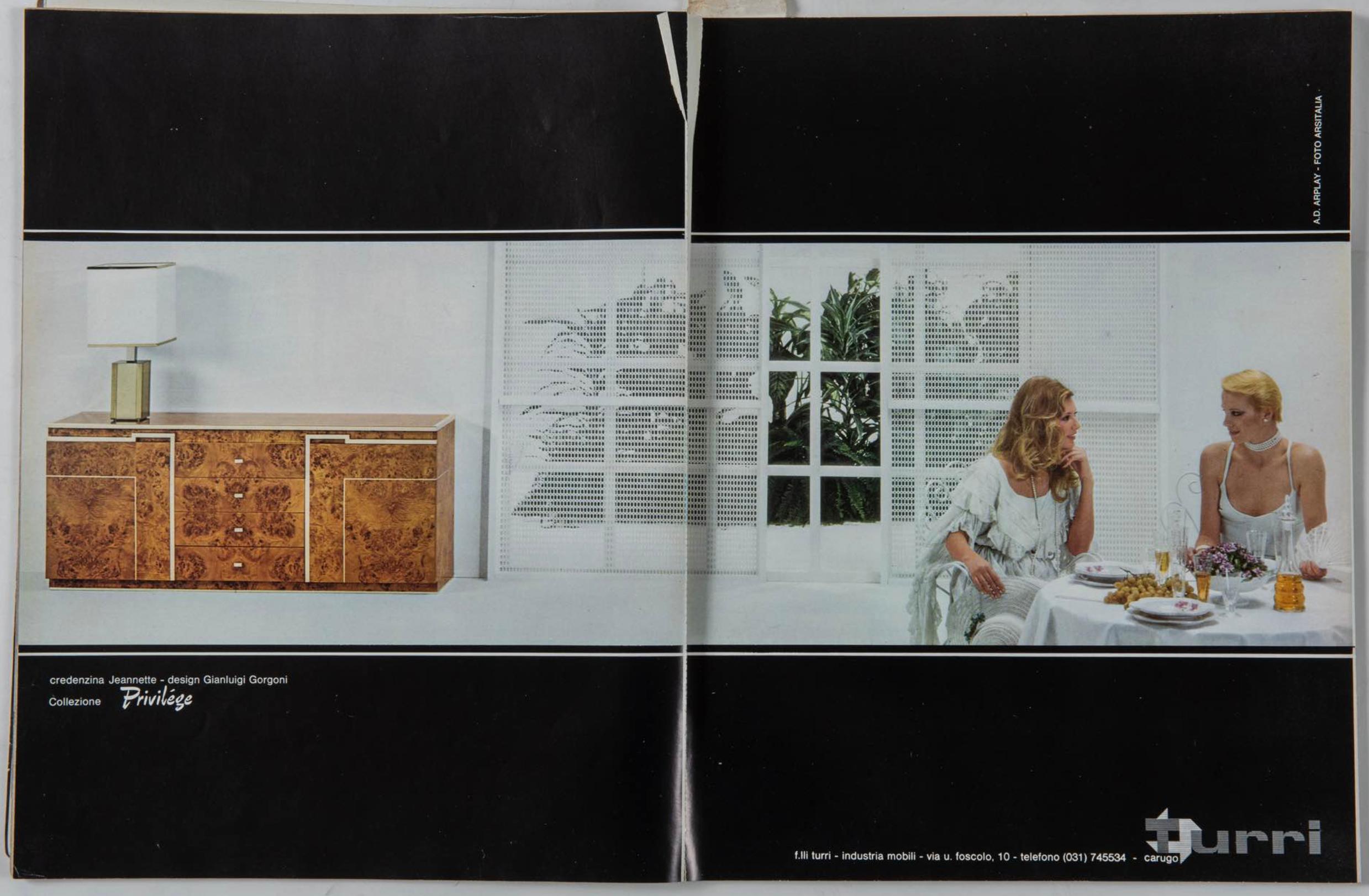 Gianluigi Gorgoni 1970 Latón Madera Burl Cristal Vitrina Librería Rizzo en venta 10